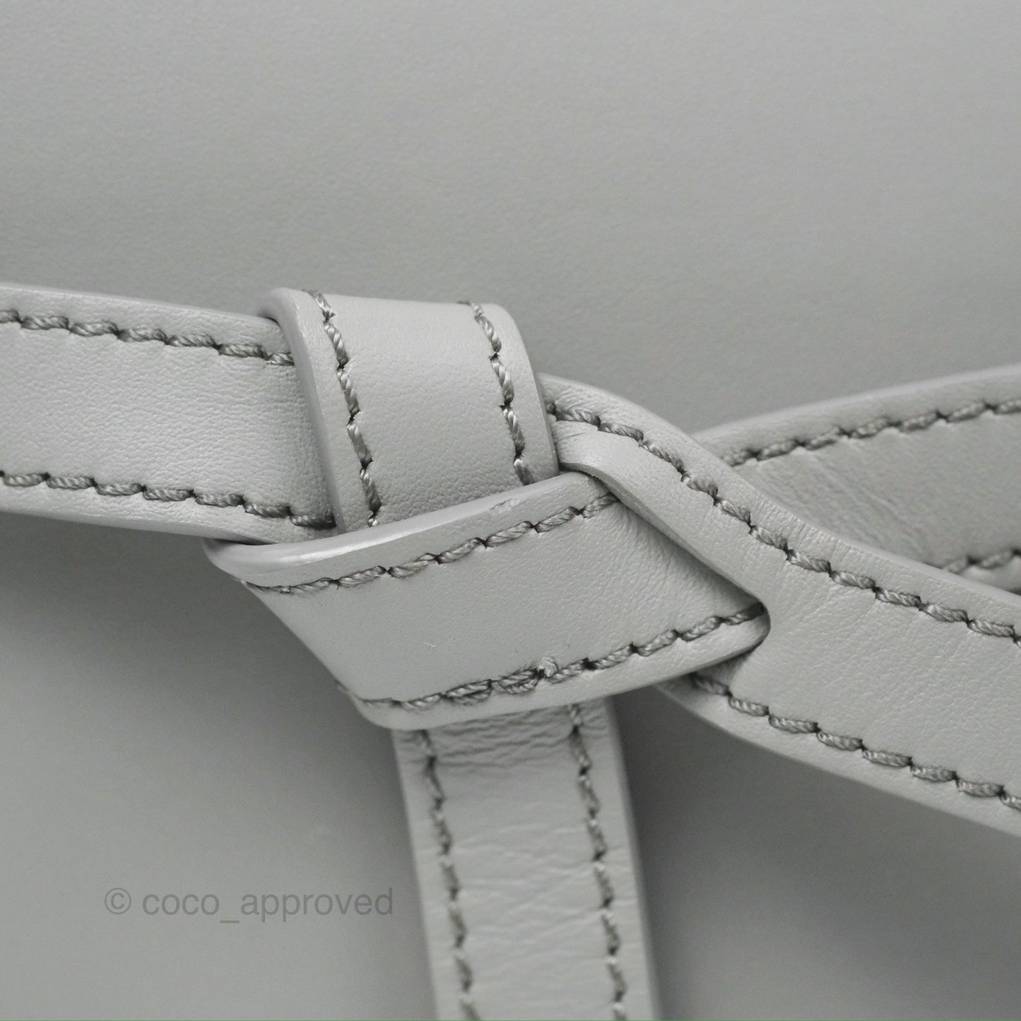 Loewe Mini Gate Dual Bag in Soft Calfskin & Jacquard Strap Light Grey