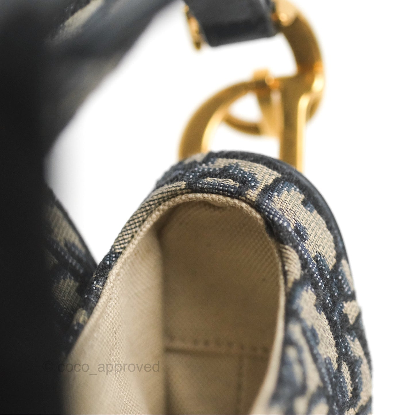 Christian Dior Mini Saddle Bag Blue Oblique Jacquard Gold Hardware