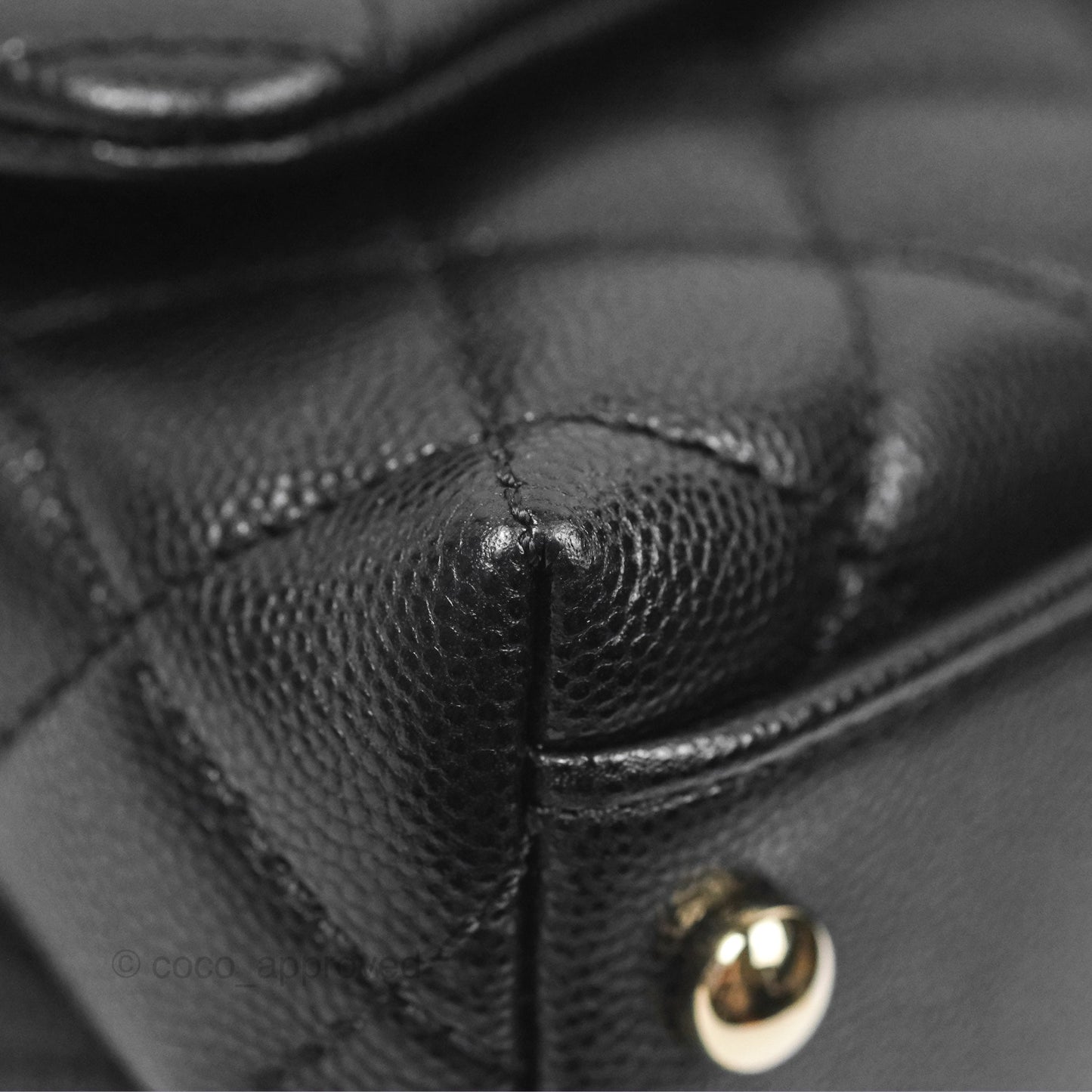 Chanel Mini Coco Handle Quilted Black Caviar Lizard Embossed Handle Gold Hardware