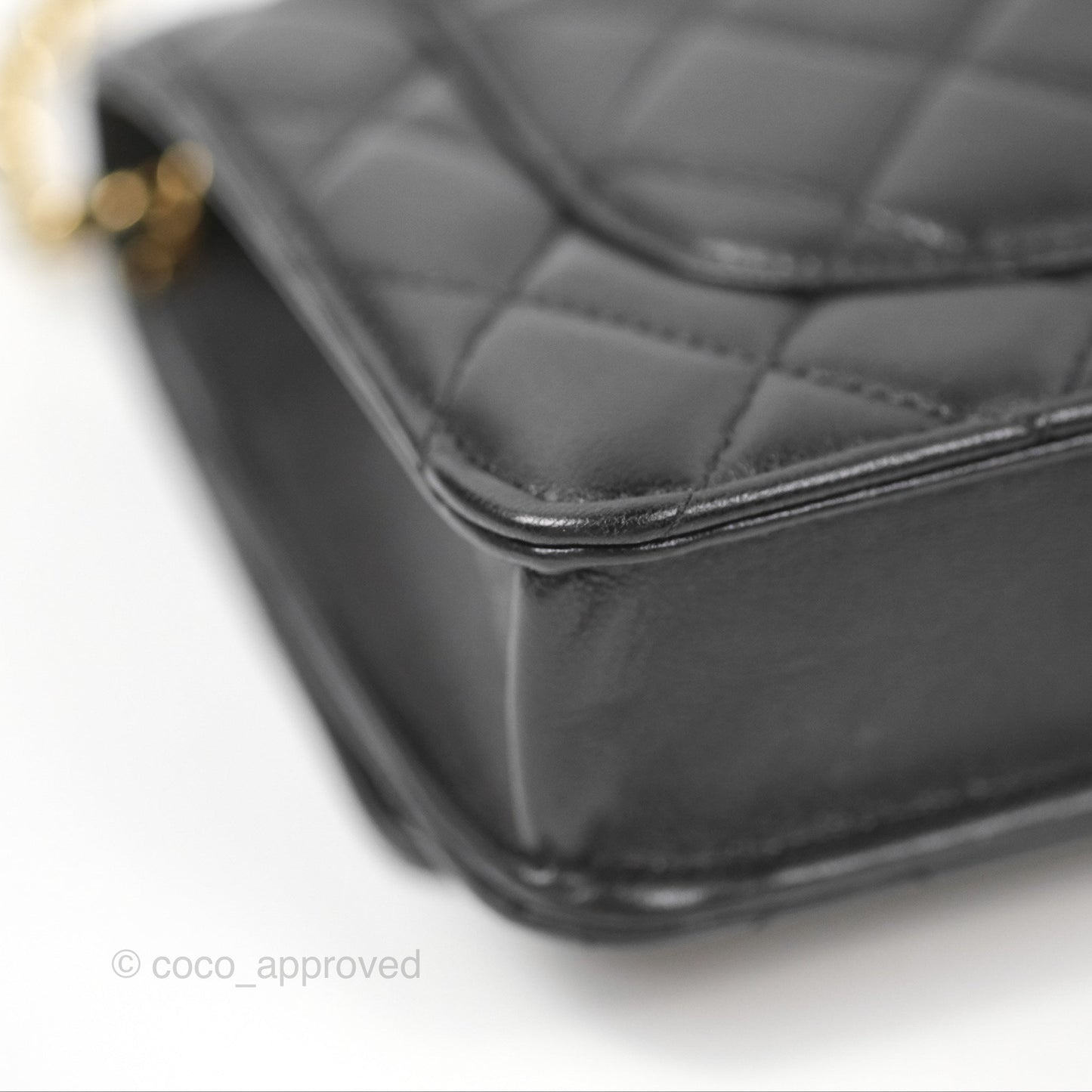 Chanel Classic Quilted Wallet on Chain WOC Black Lambskin Gold Hardware