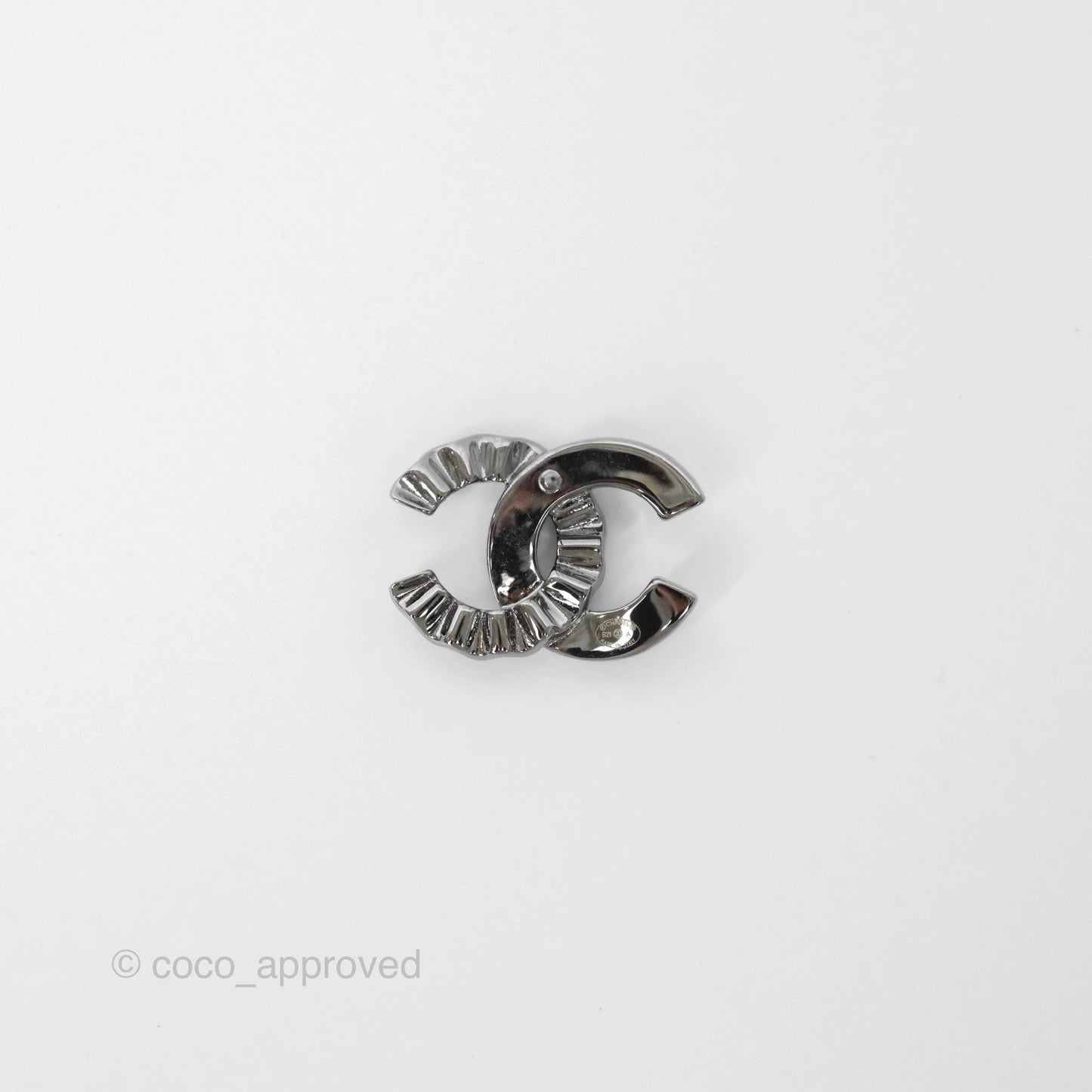 Chanel CC Half Crystal Earrings Silver Tone 21A