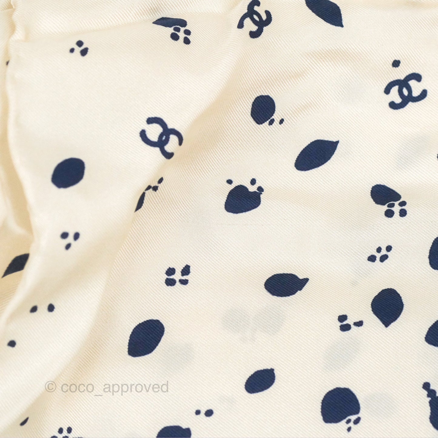 Chanel Silk Scarf Hair Accessory Ivory Navy