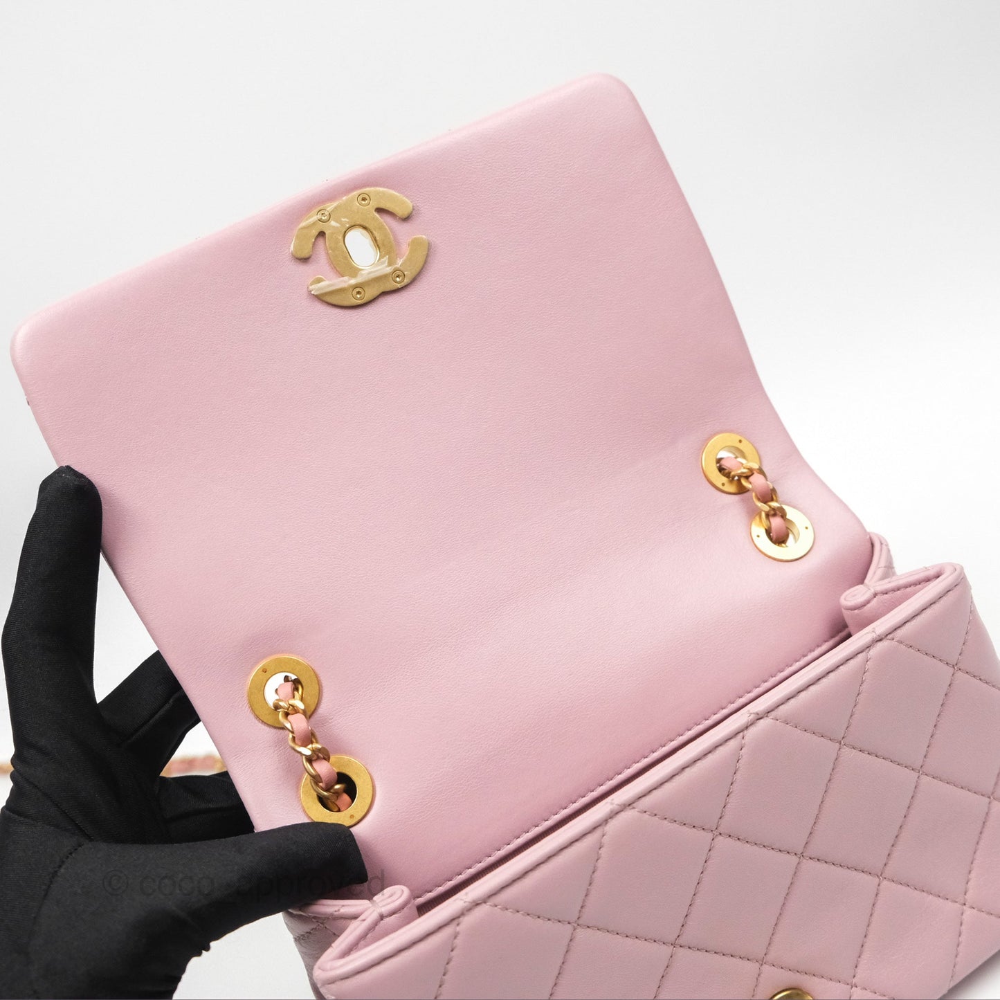 Chanel Flap Bag Dusty Pink Lambskin Aged Gold Hardware 24P