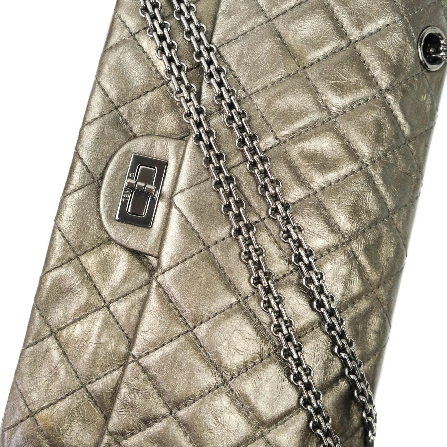 Chanel Quilted Reissue 226 Metallic Aged Calfskin Gun Metal Hardware