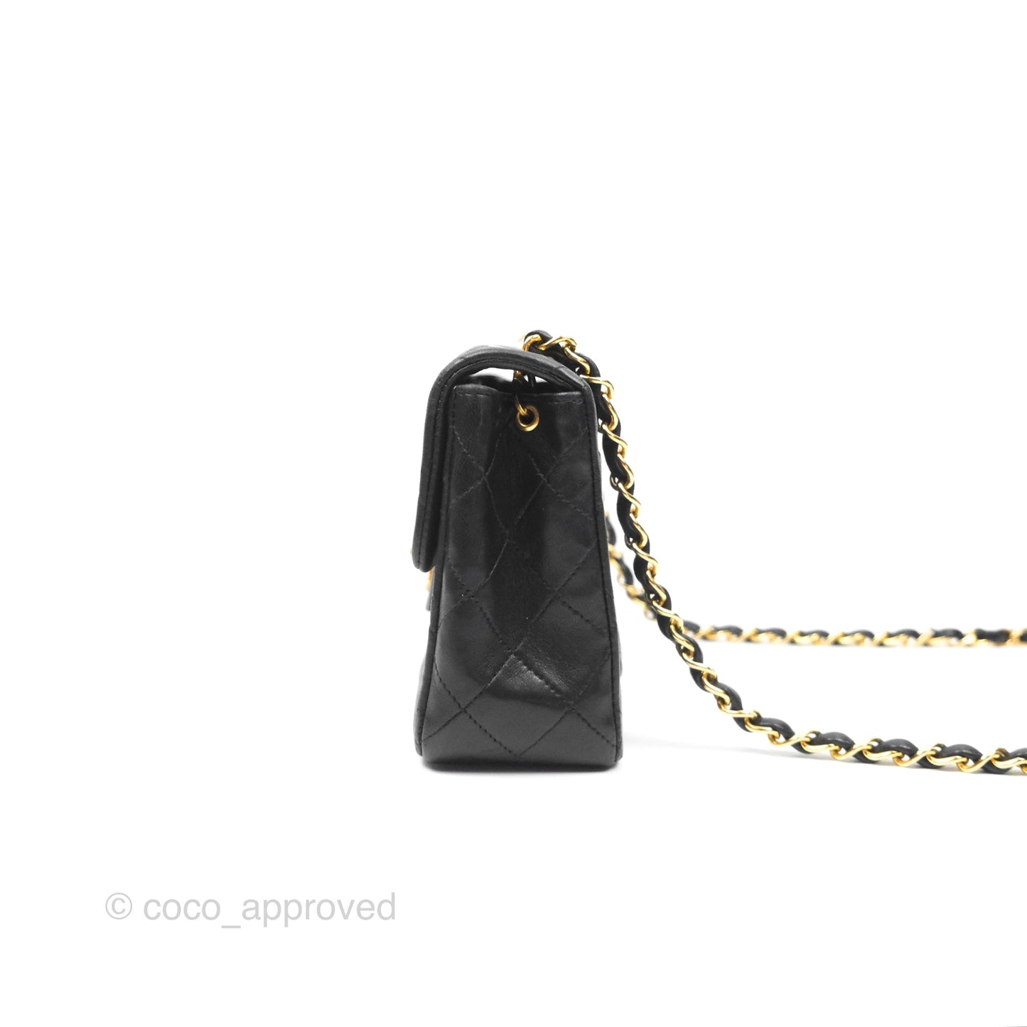 Chanel Vintage Mini Square Black Lambskin 24K Gold Hardware