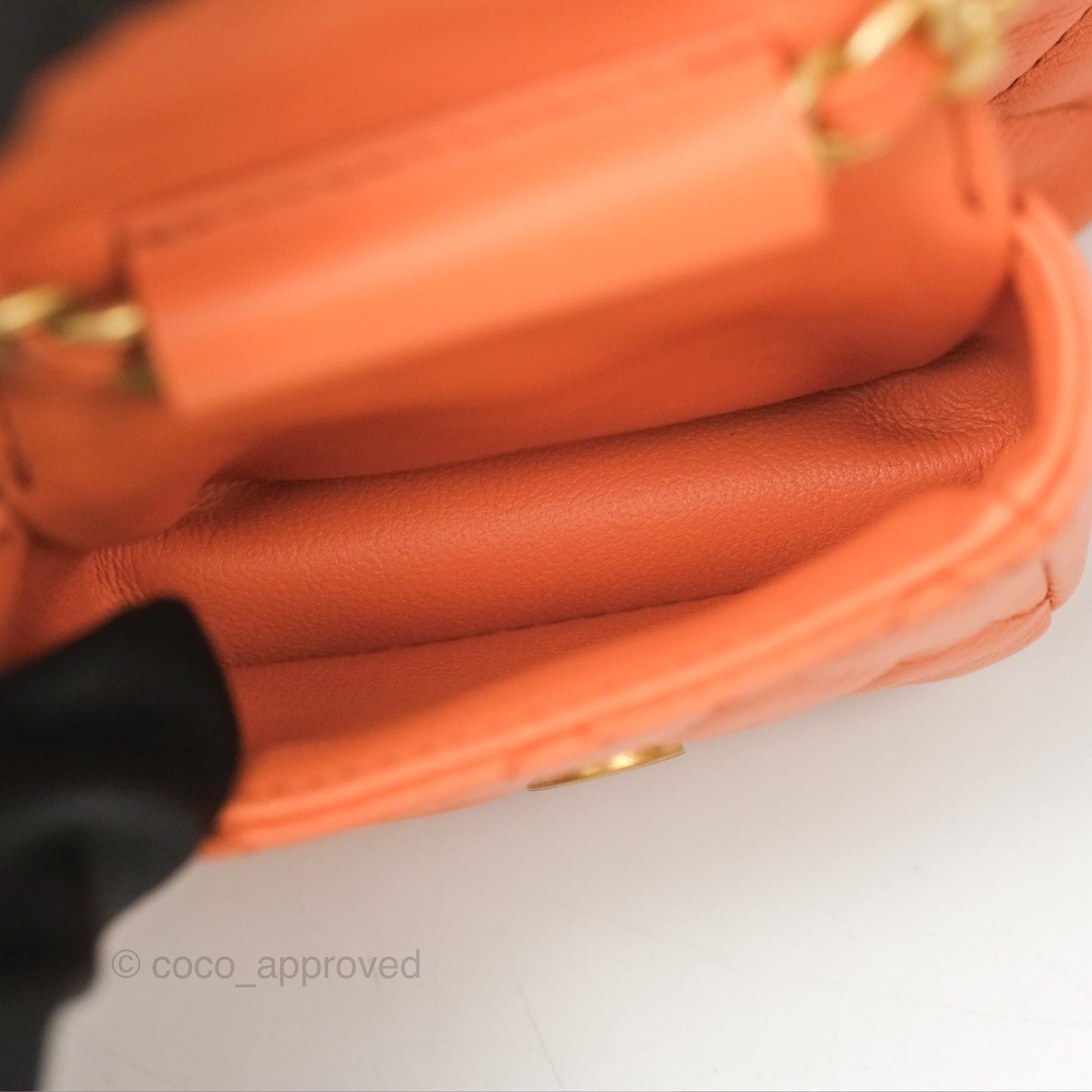 Chanel Small Drawstring Backpack Orange Calfskin Aged Gold Hardware 23A