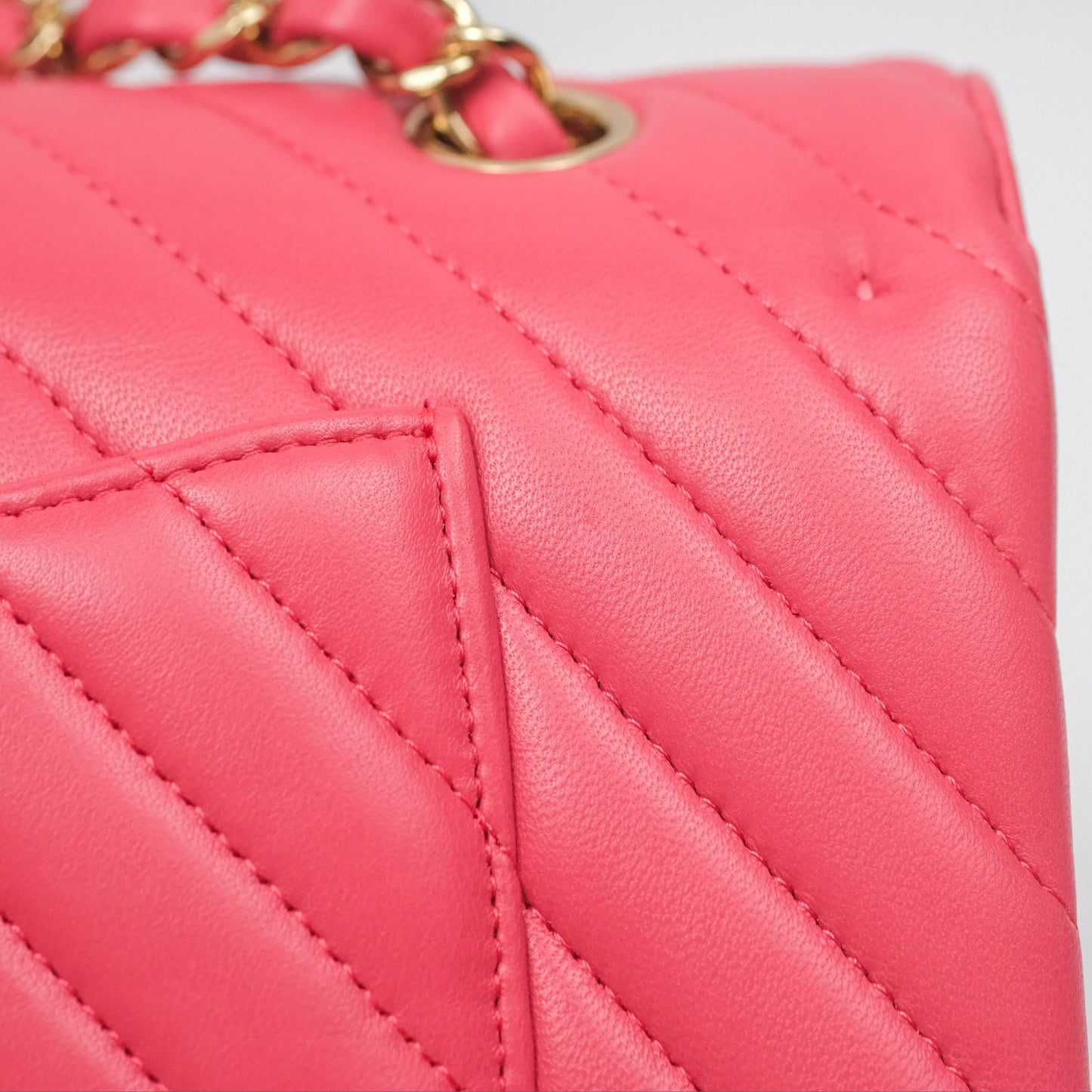 Chanel Medium Classic Flap Chevron Pink Lambskin Gold Hardware