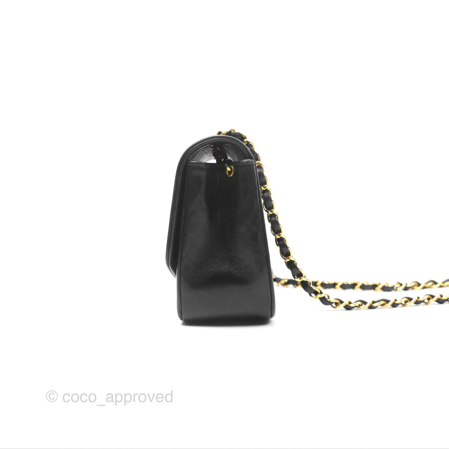 Chanel Vintage Small Quilted Classic Diana Flap Bag Black Lambskin 24K Gold Hardware