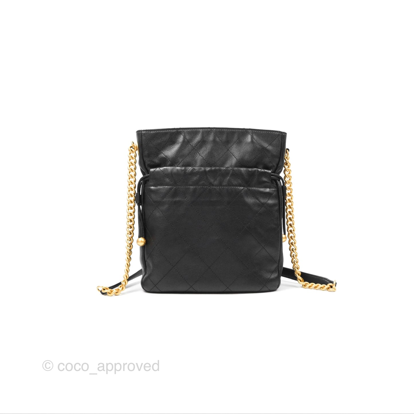 Chanel Drawstring Tote Bag Black Calfskin Aged Gold Hardware