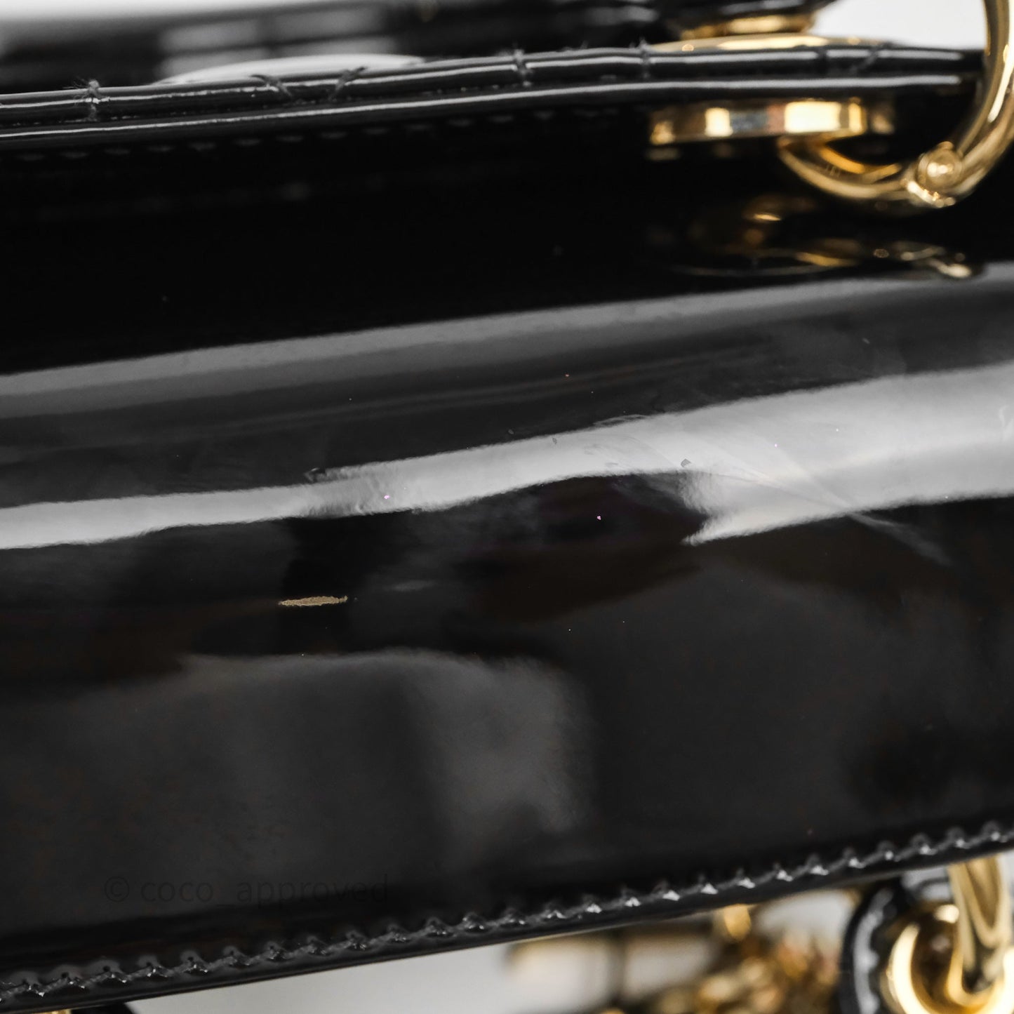 Christian Dior Micro Lady D-Joy Bag Black Patent Cannage Calfskin Gold Hardware