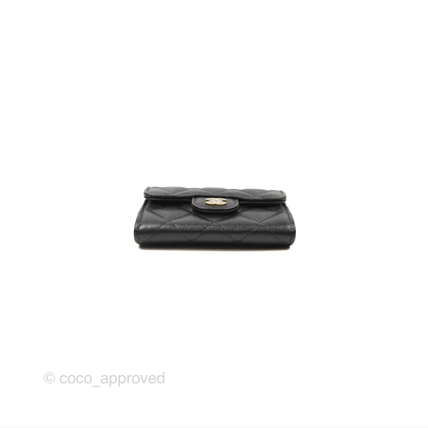 Chanel Caviar Quilted Flap Card Holder Black Gold Hardware