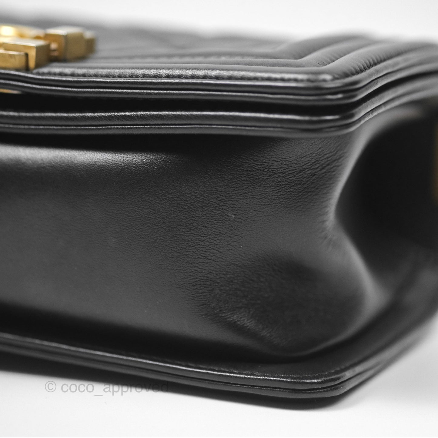 Chanel Small Boy Black Calfskin Aged Gold Hardware