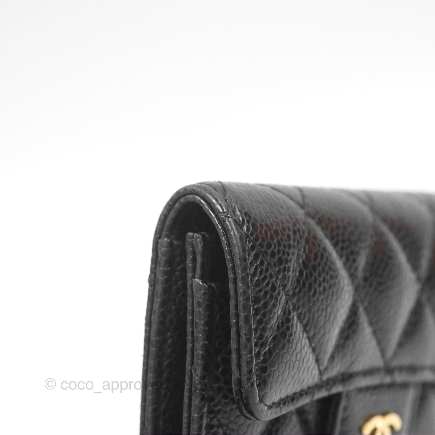 Chanel Classic Quilted Flap Card Holder Black Caviar Gold Hardware