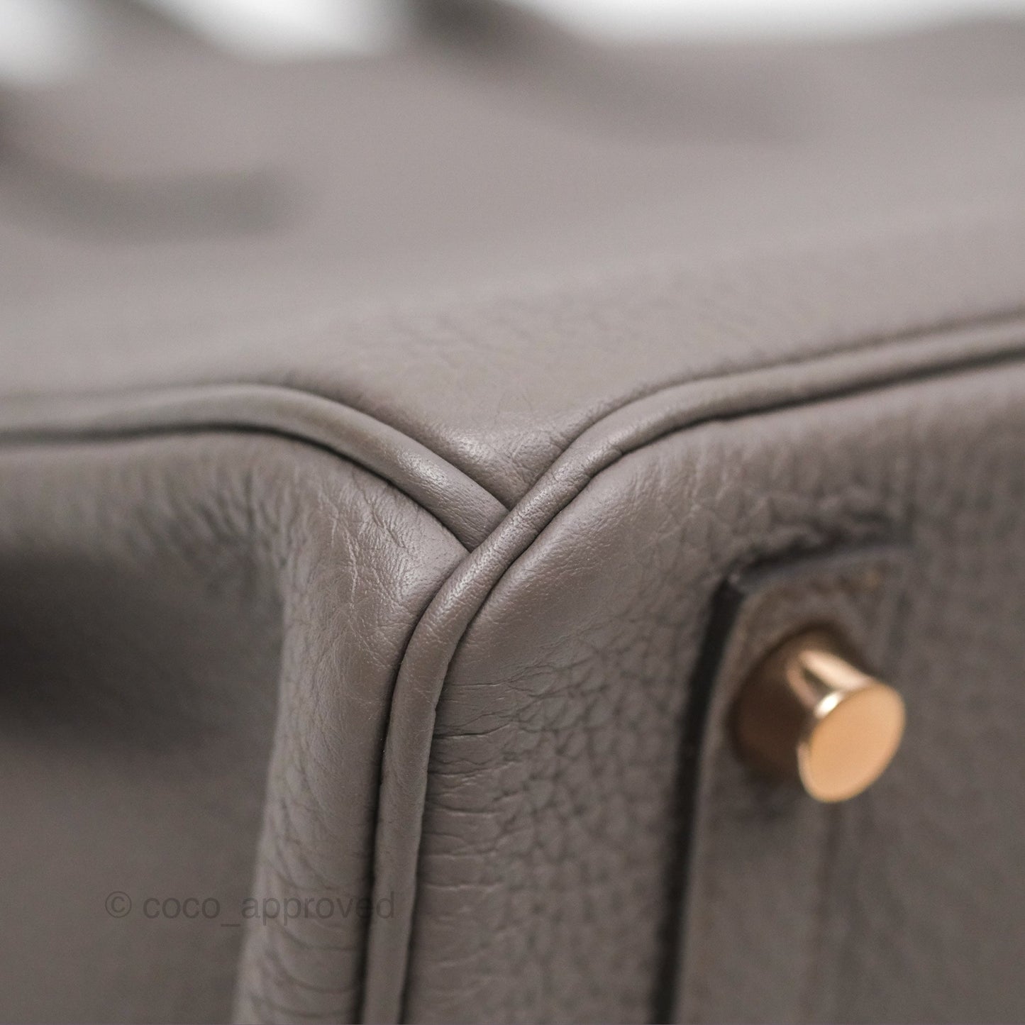 Hermes Birkin 25 Retourne Etain 8F Togo Gold Hardware