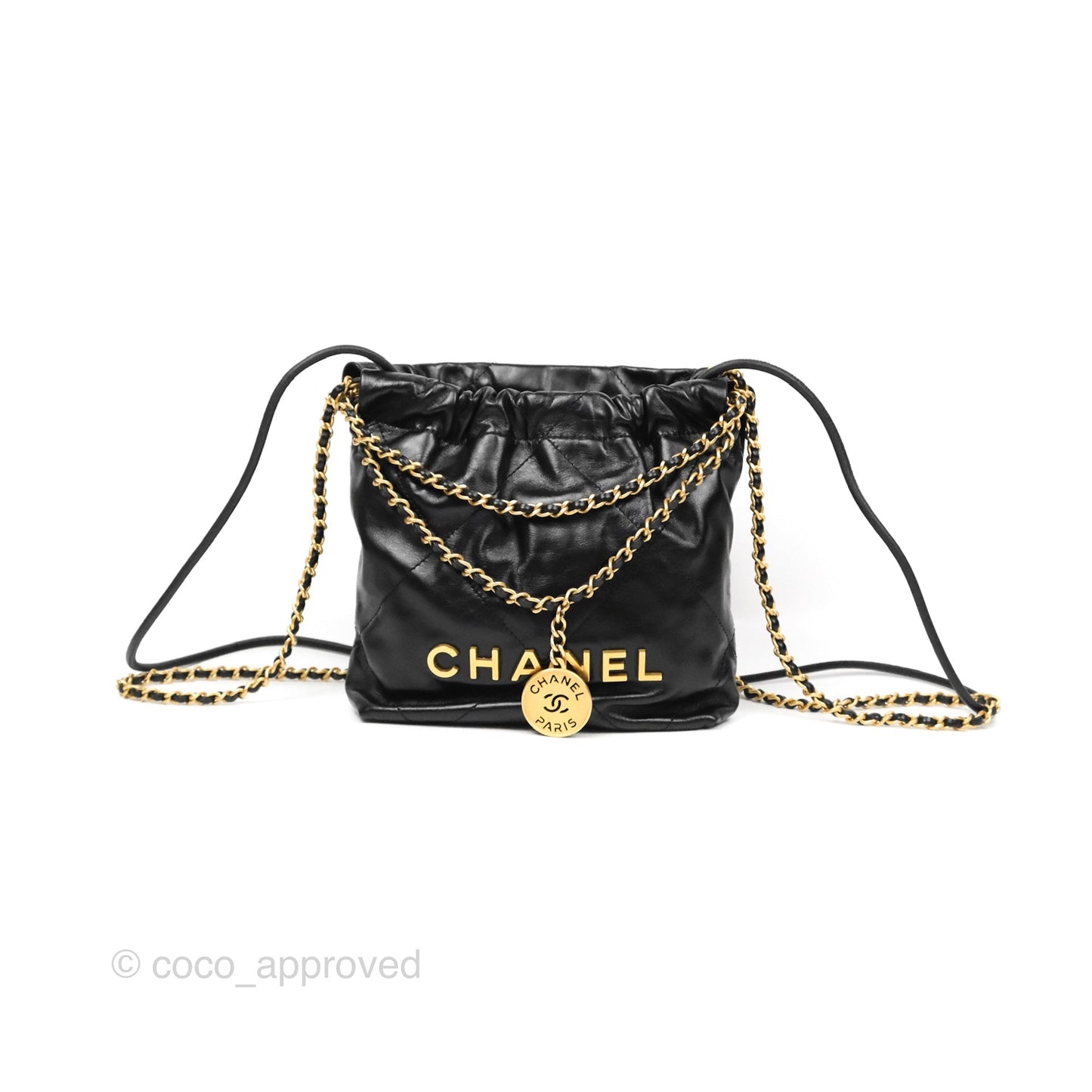 Chanel 22 Mini Bag Black Crumpled Calfskin