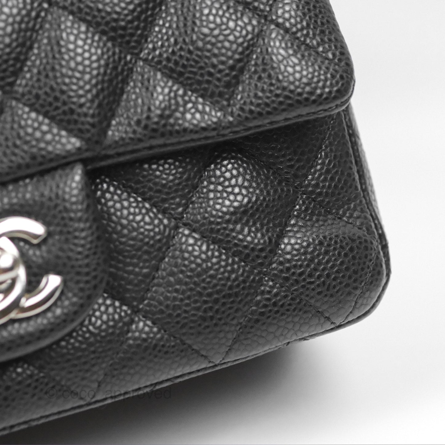 Chanel Classic Quilted Mini Rectangular Flap Black Caviar Silver Hardware