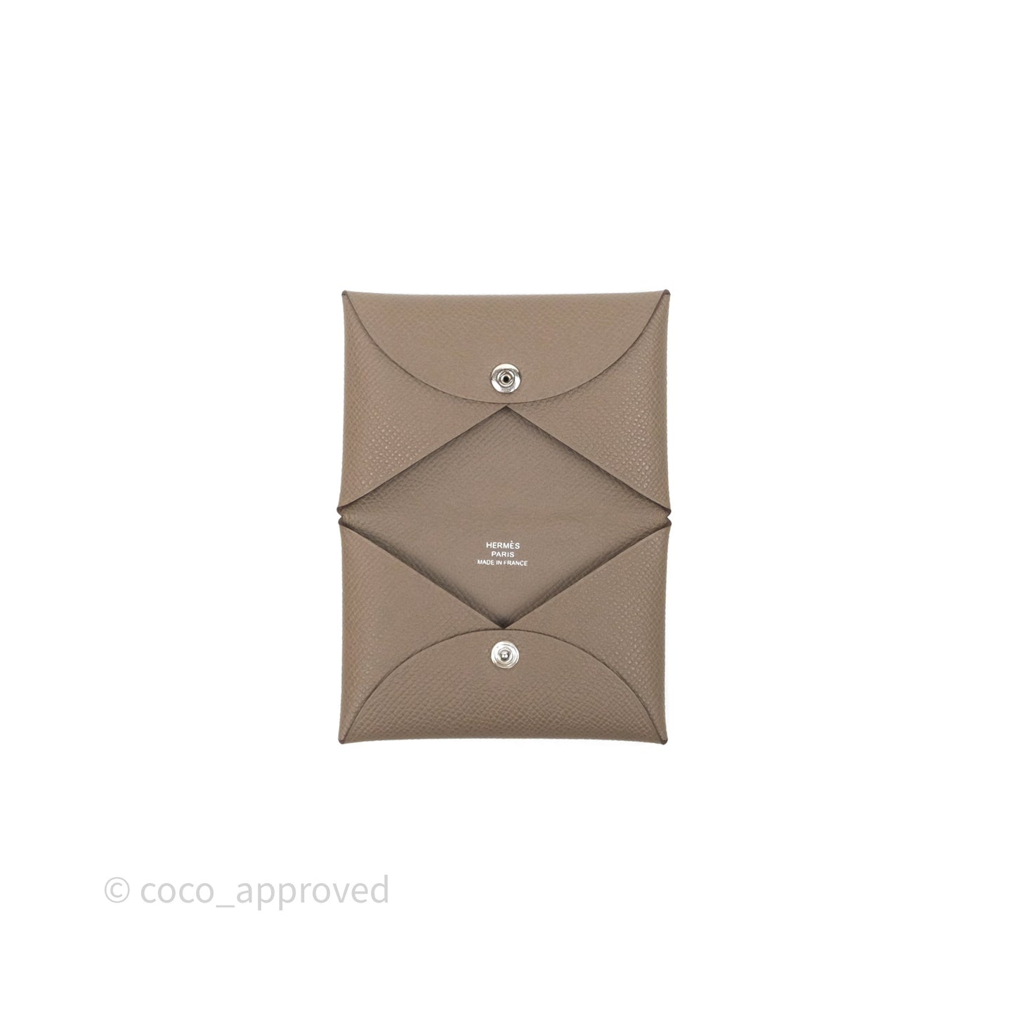 Hermès Calvi Card Holder Etoupe 18 Epsom