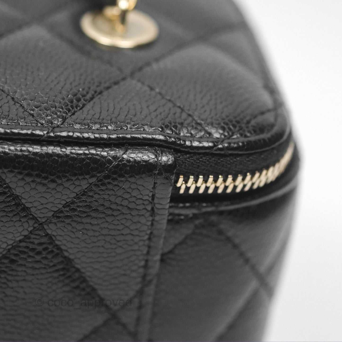 Chanel Vanity Rectangular With Chain Black Caviar Gold Hardware