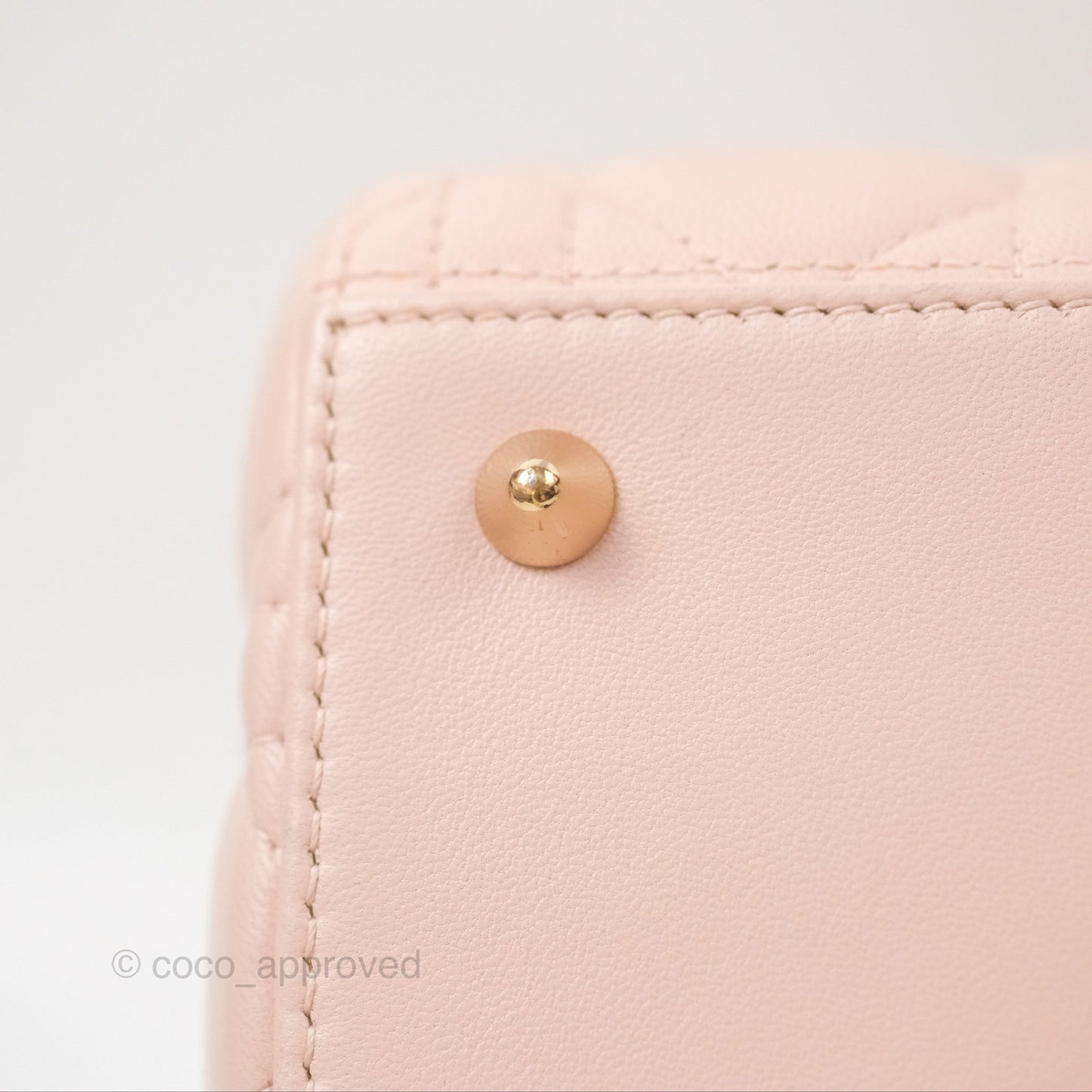 Christian Dior Medium Lady Dior Cannage Light Pink Lambskin Gold Hardware