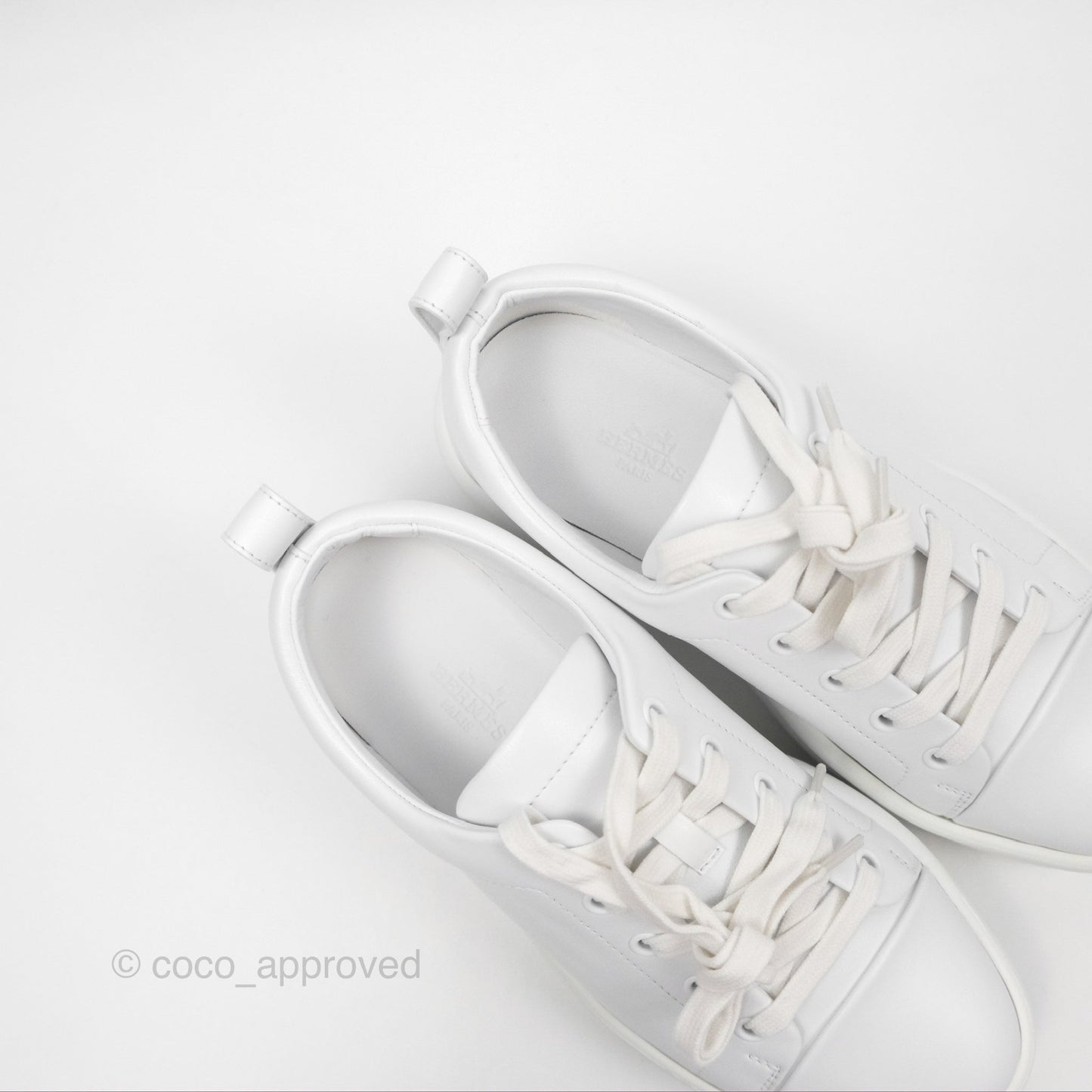 Hermès Happy Sneaker in White Calfskin Size 36.5