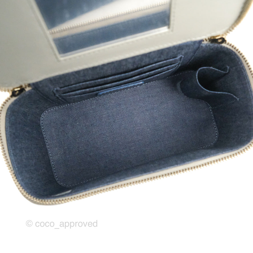 Chanel Vanity with Resin Chain Grey Lambskin Gold Hardware