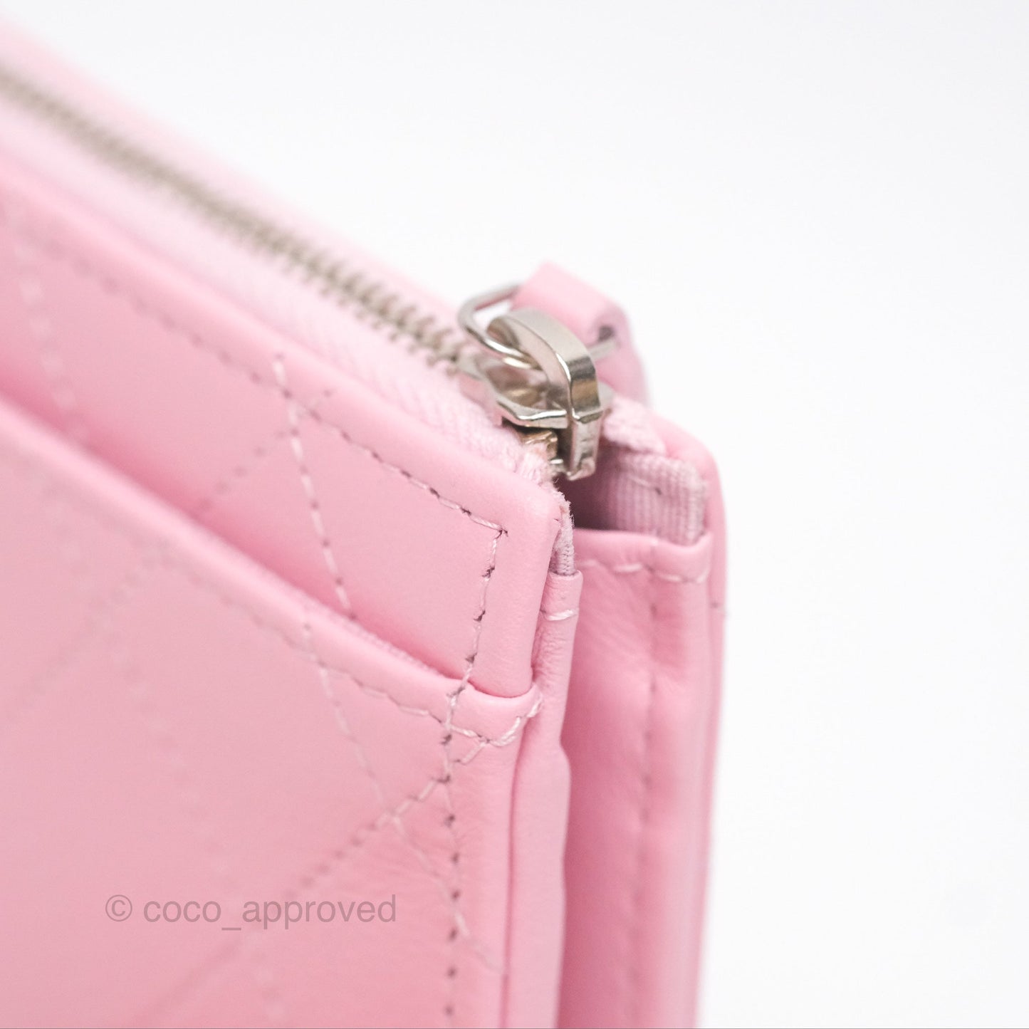 Chanel Classic Zipped Coin Purse Pink CC Silver Hardware