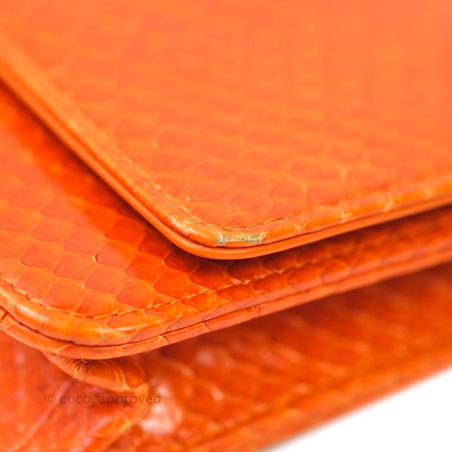 Chanel Wallet on Chain WOC Orange Python Aged Gold Hardware