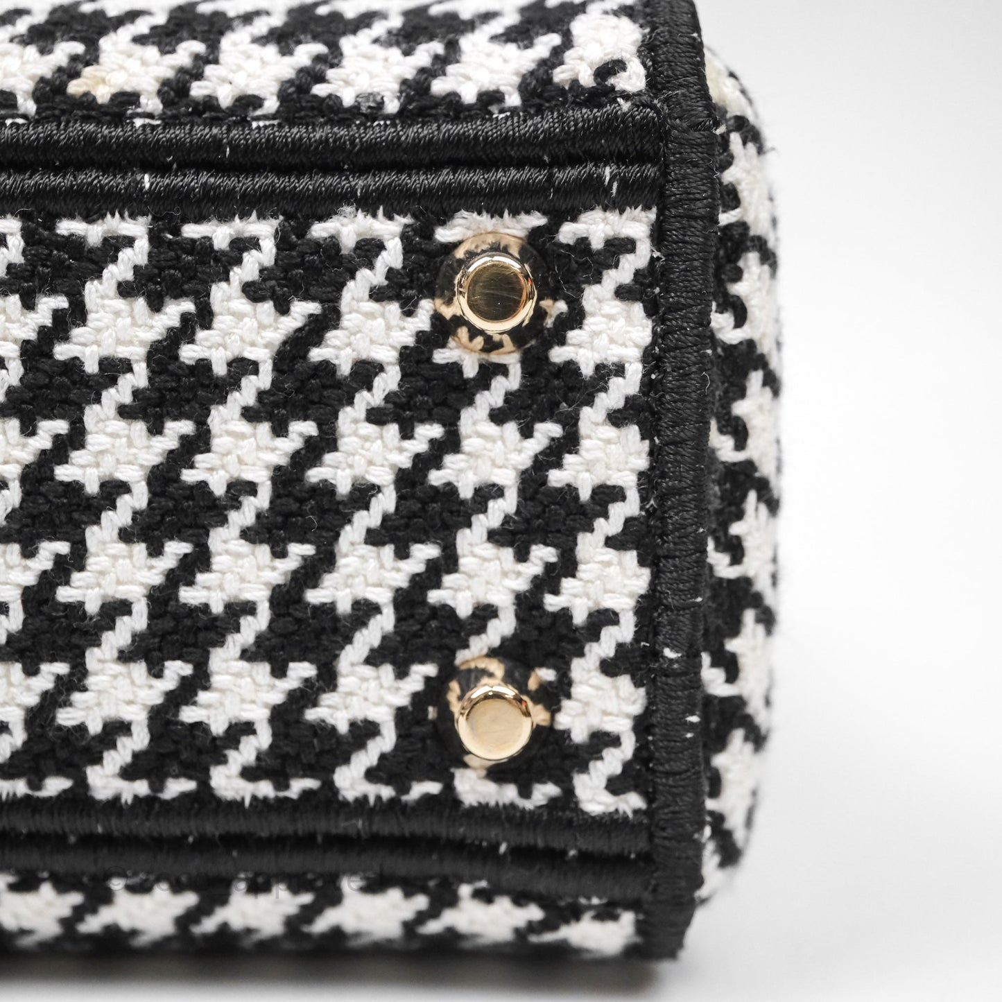 Christian Dior Mini Lady D-Lite Bag Black White Houndstooth