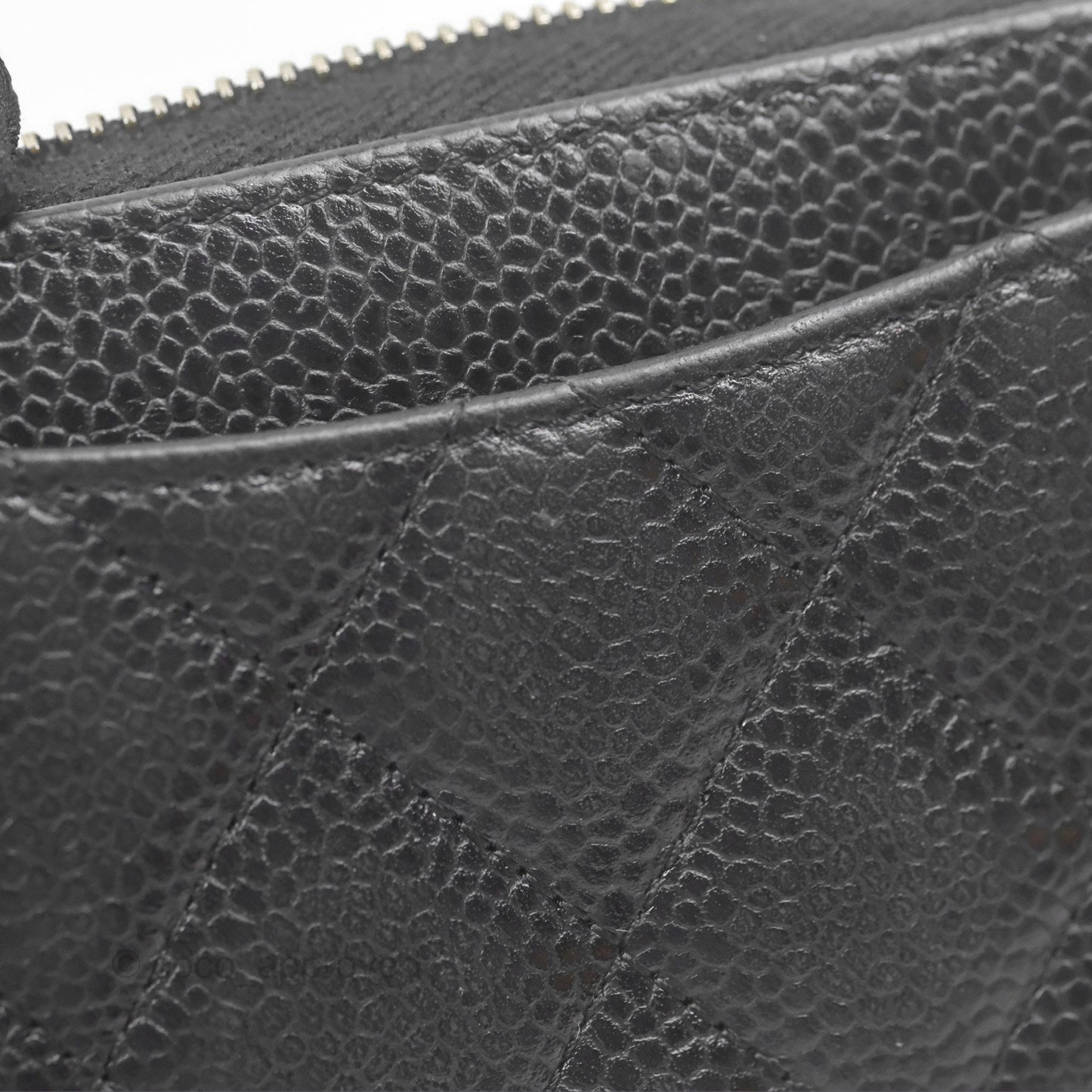Chanel Classic Zipped Coin Purse Black Caviar Gold Hardware