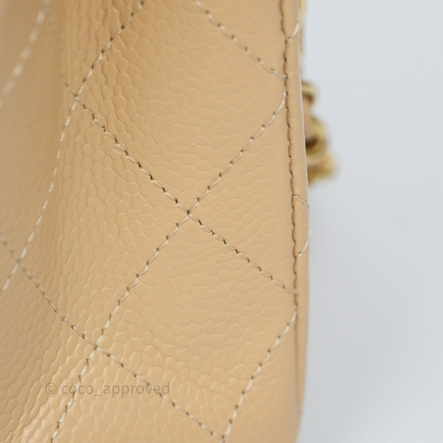 Chanel Small Classic Flap Quilted Beige Caviar Gold Hardware