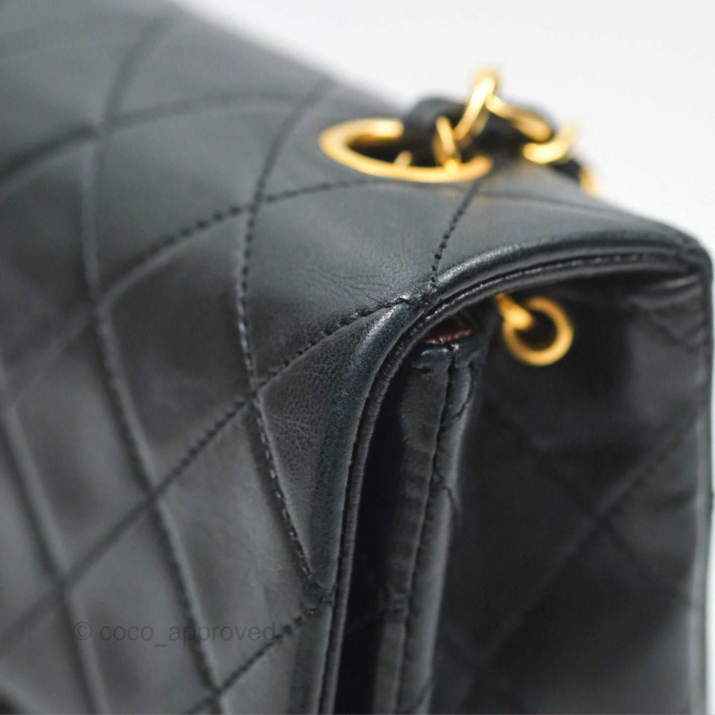 Chanel Vintage Square Flap Bag Black Lambskin 24K Gold Hardware