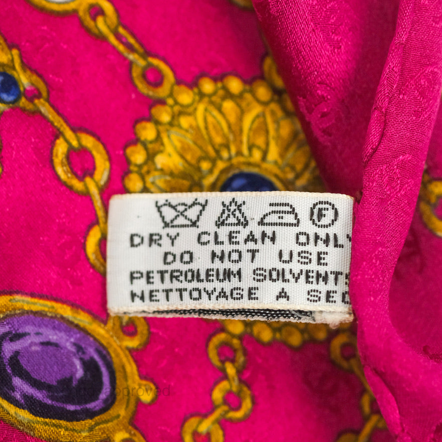Chanel Silk Gripoix Jewels Print Square Scarf Dark Fuchsia Pink