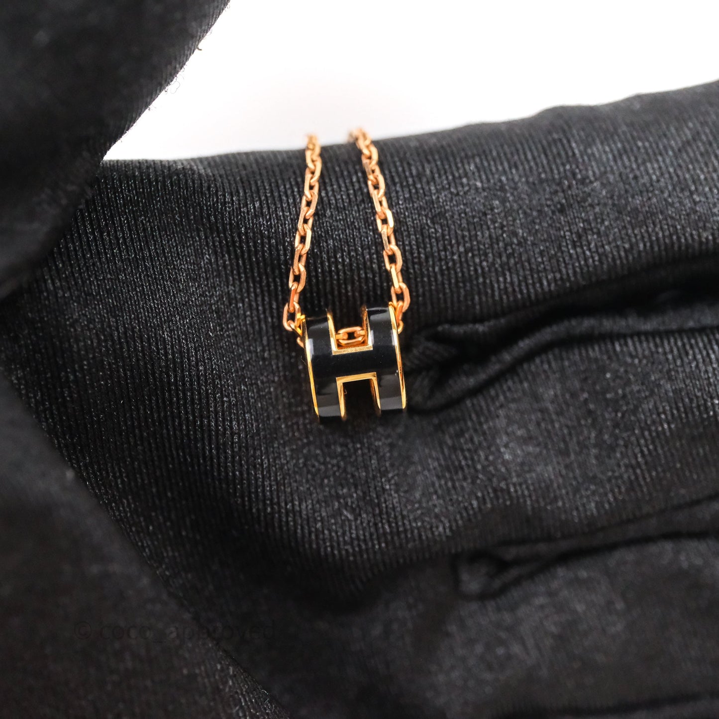Hermès Mini Pop H Pendant Necklace Black Noir Rose Gold Hardware