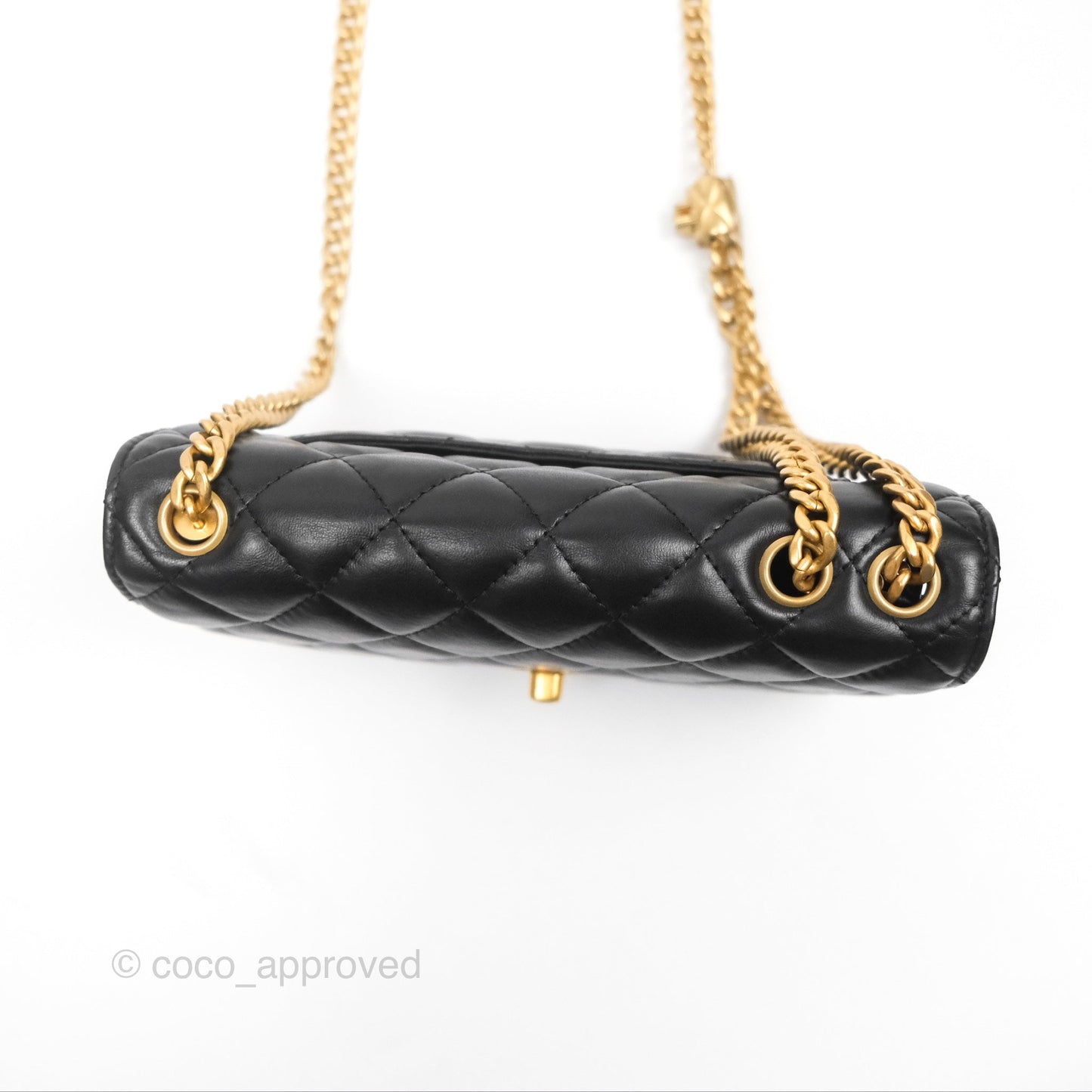 Chanel All Slide Wallet on Chain WOC Adjustable Chain Quilted Black Lambskin 22K