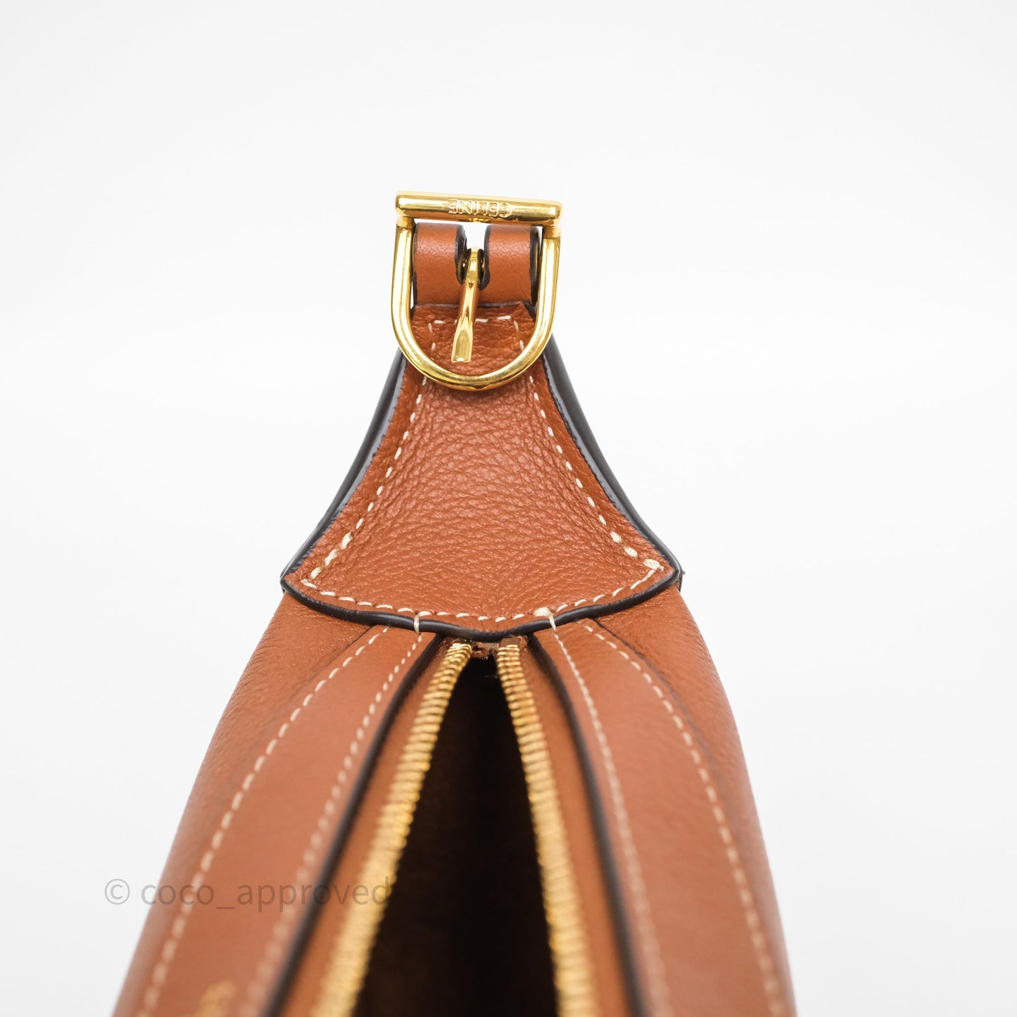 Celine Mini Romy Shoulder Bag Tan Calfskin Gold Hardware
