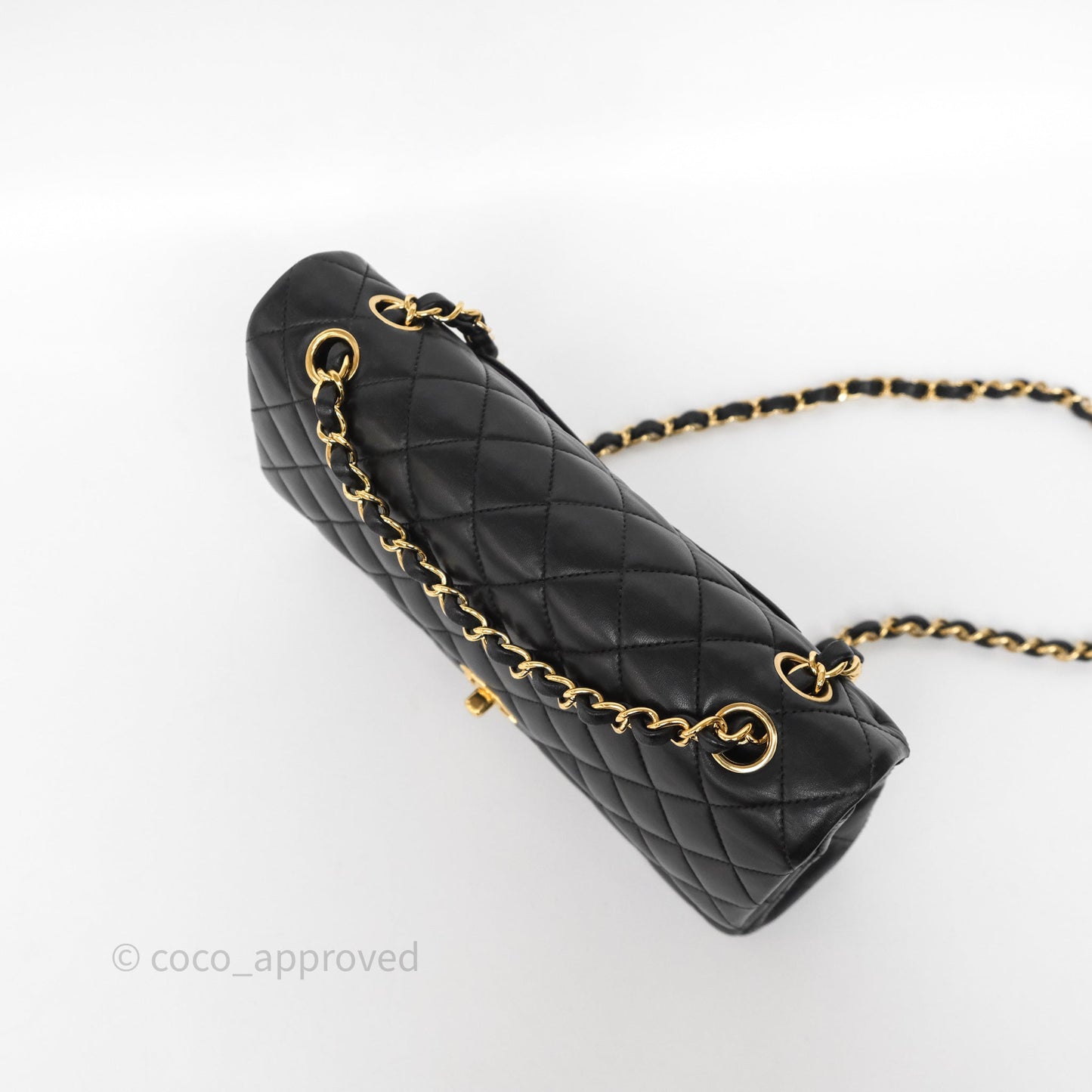 Chanel Quilted Classic M/L Medium Flap  Black Lambskin Gold Hardware