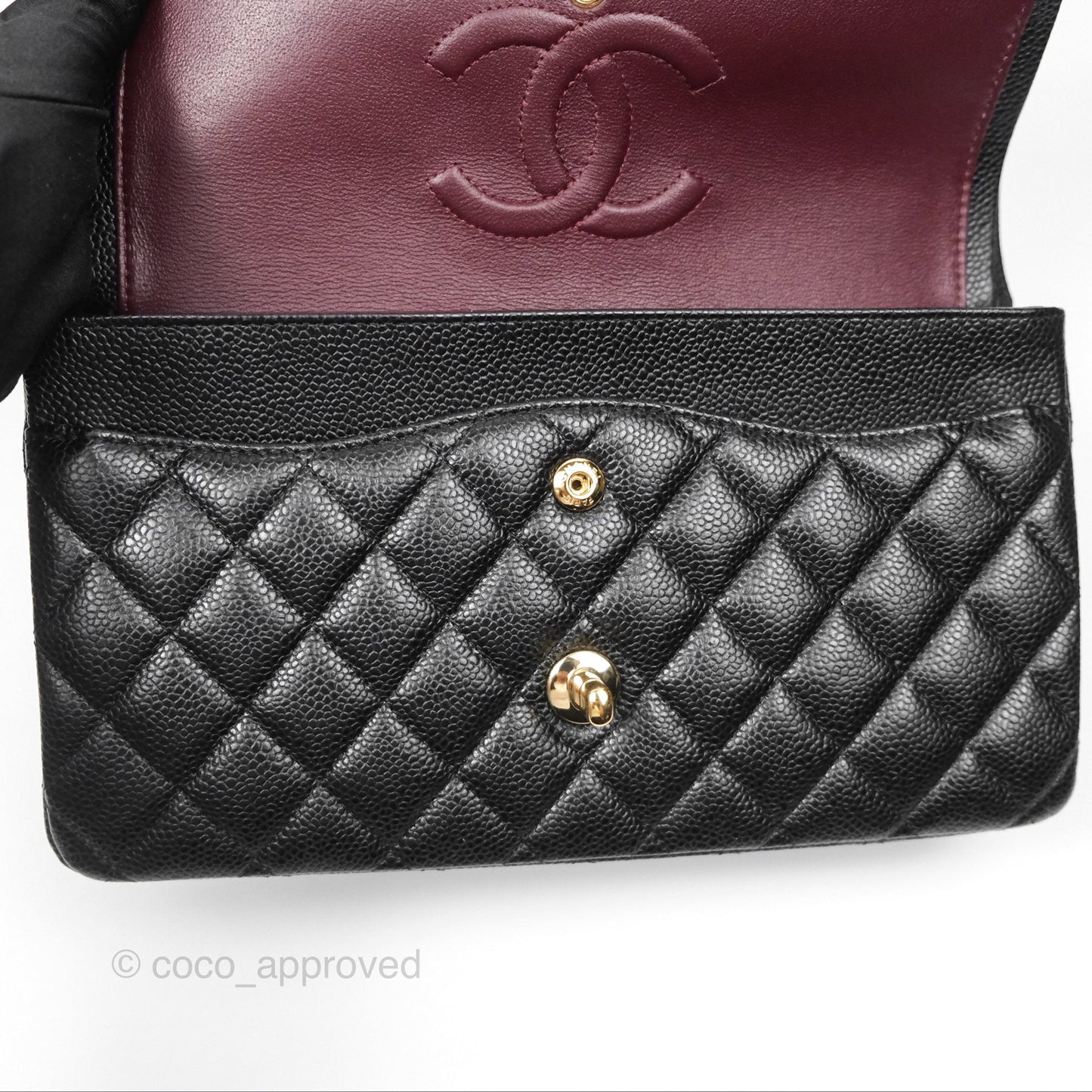 Chanel Classic M/L Medium Flap Quilted Black Caviar Gold Hardware