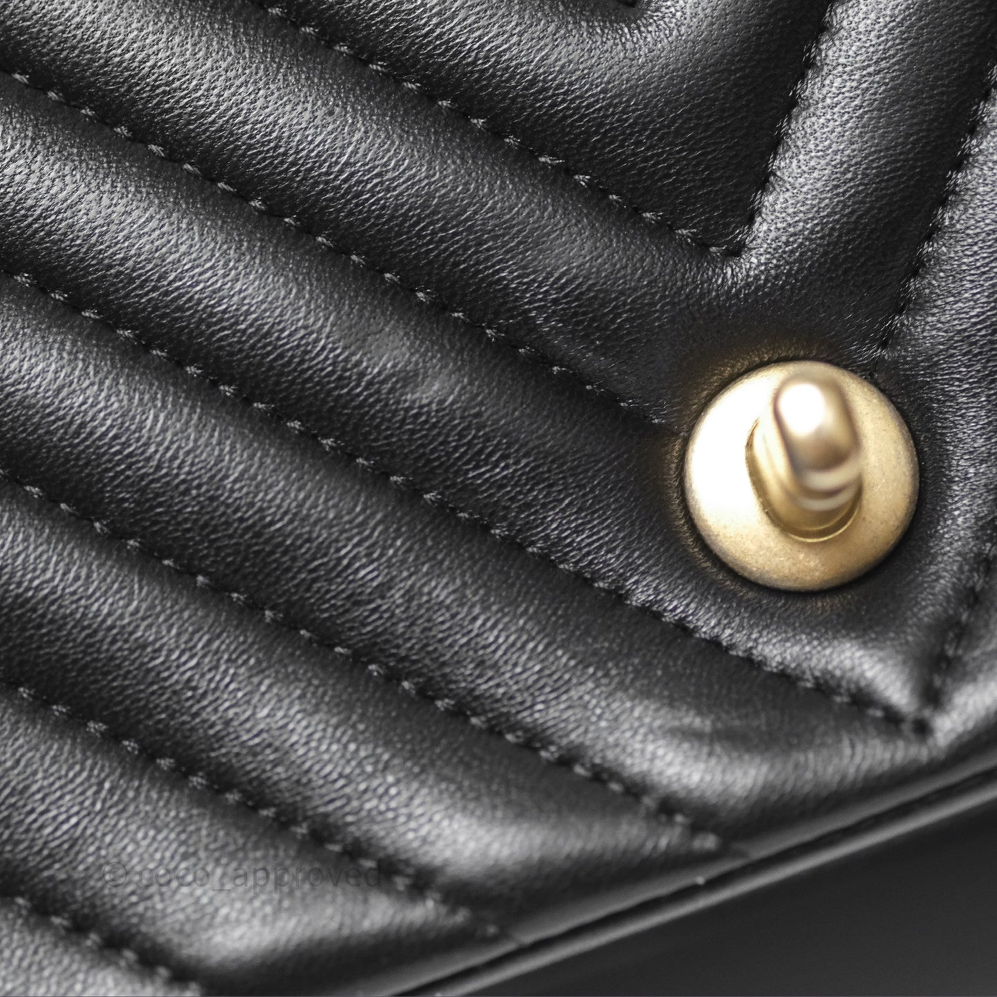 Chanel Mini Square Flap Chevron Black Lambskin Aged Gold Hardware