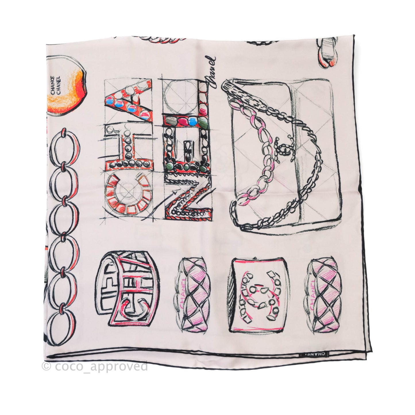 Chanel Silk Square Scarf Pink