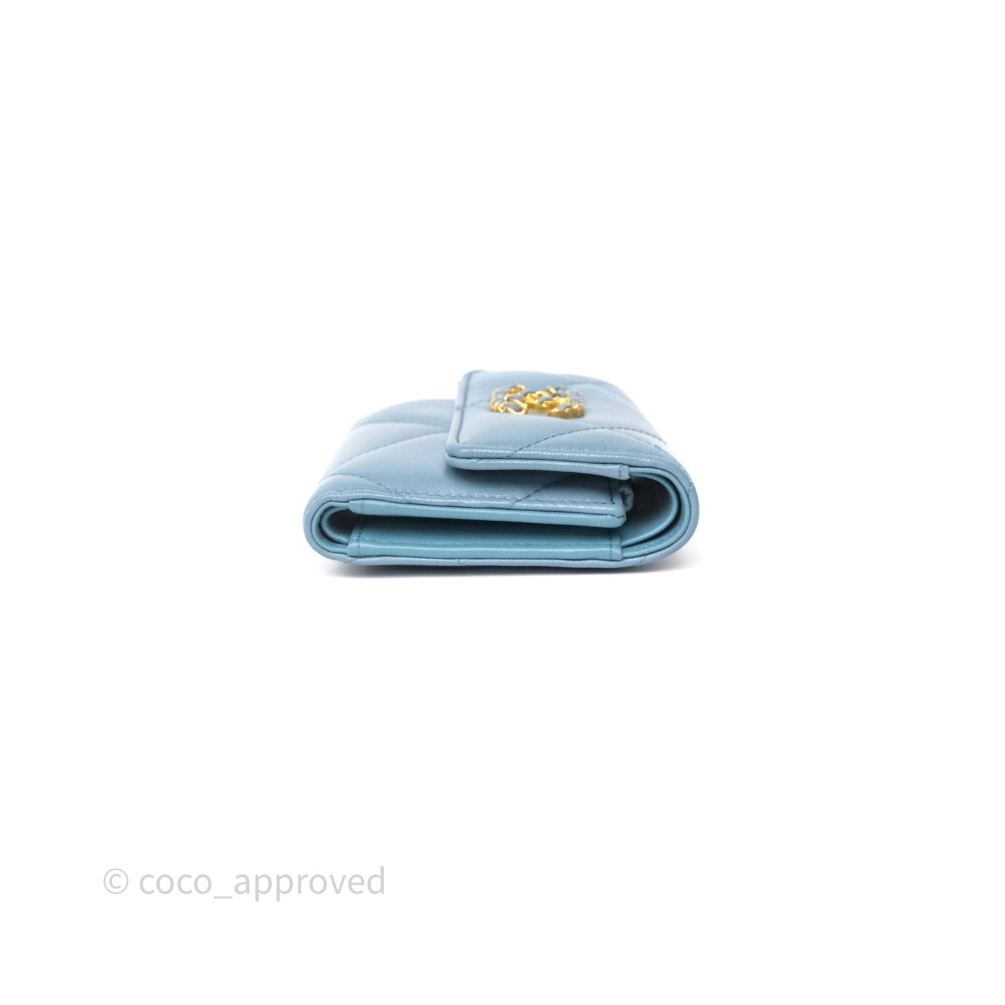 Chanel 19 Short Flap Wallet Cloud Blue Lambskin