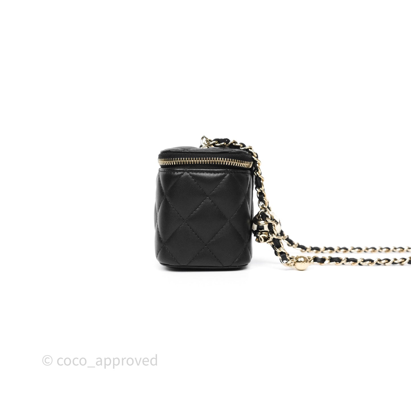 Chanel Mini Ball Crush Vanity With Chain Black Lambskin Gold Hardware