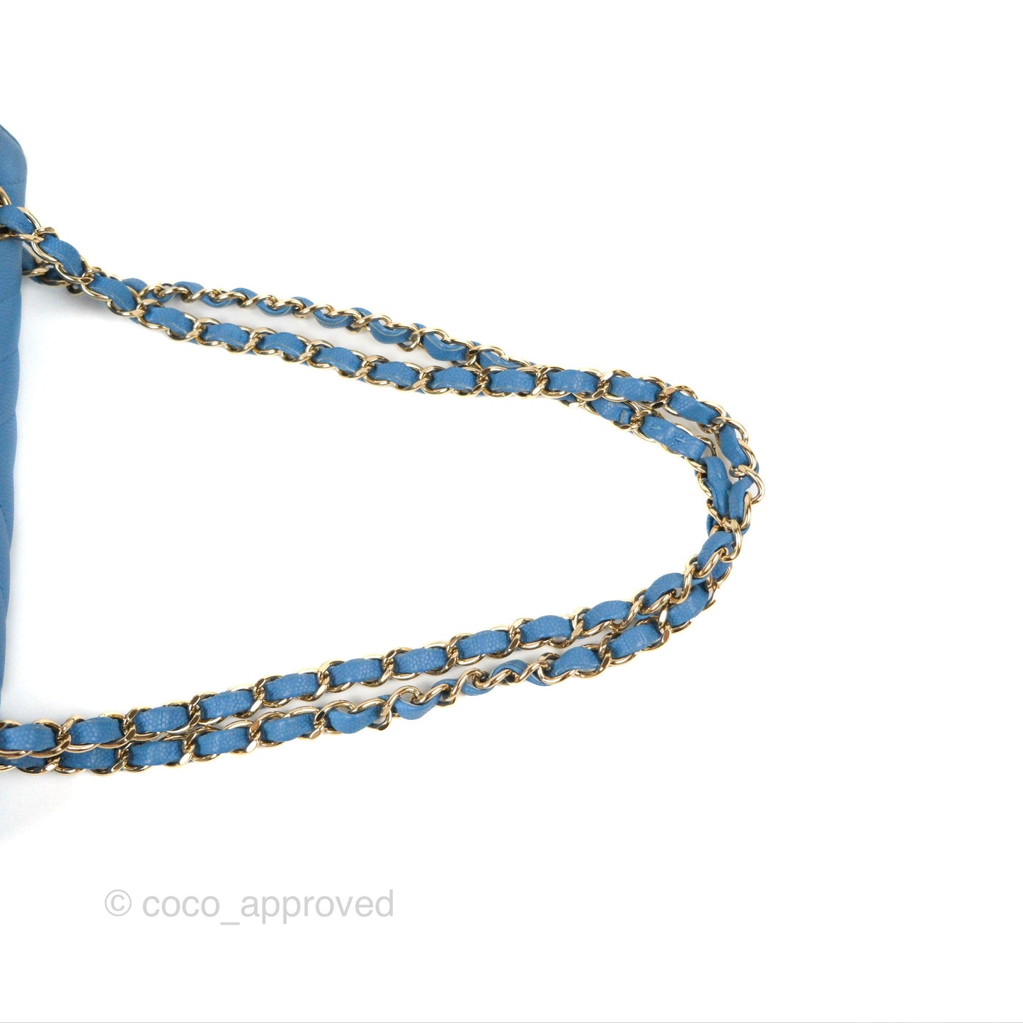 Chanel Small Classic Flap Chevron Blue Caviar Gold Hardware