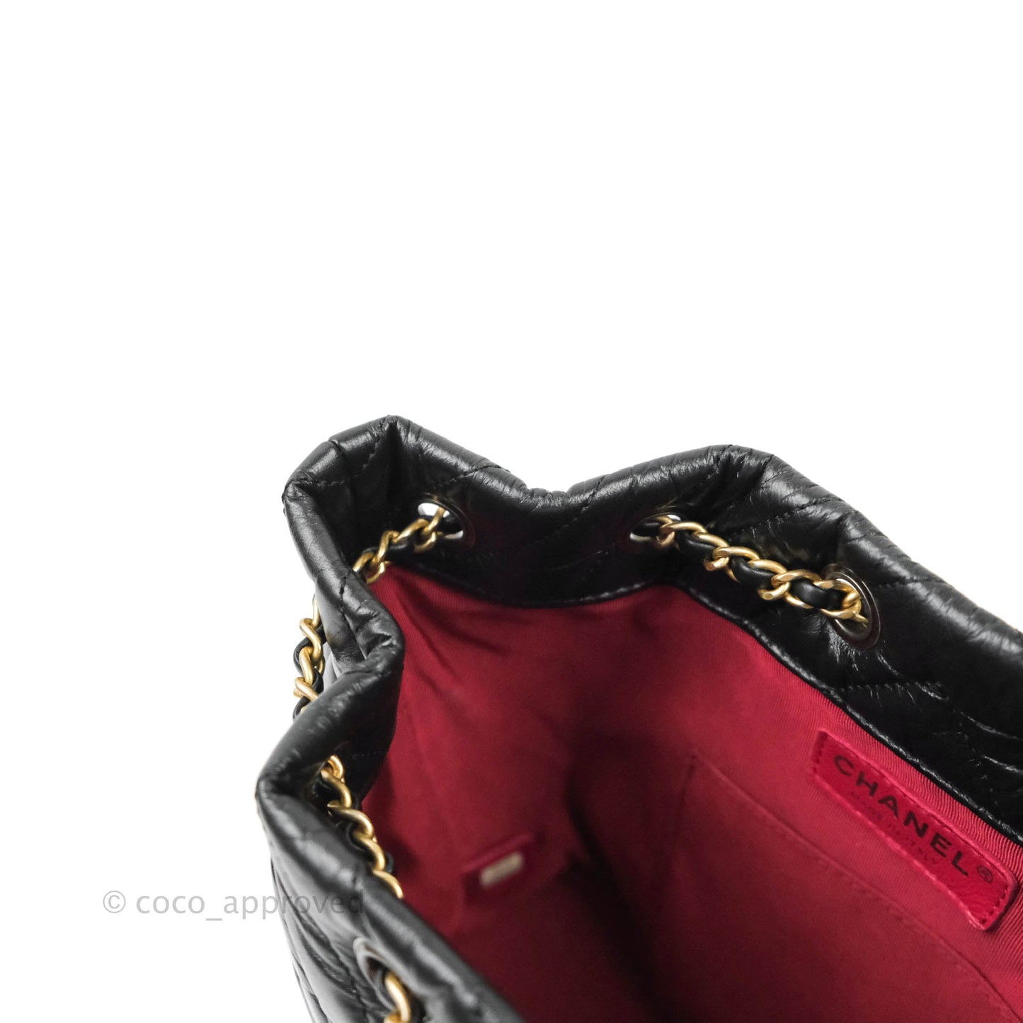 Chanel Small Chevron Gabrielle Backpack Black Aged Calfskin