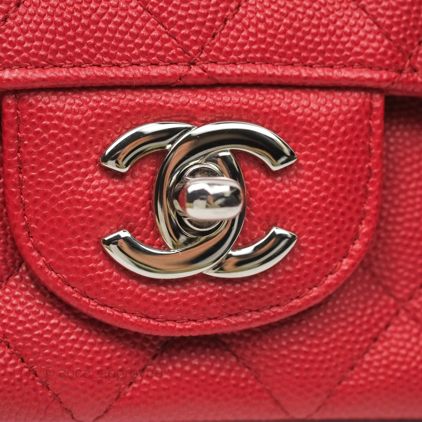 Chanel Quilted Mini Rectangular Red Caviar Silver Hardware