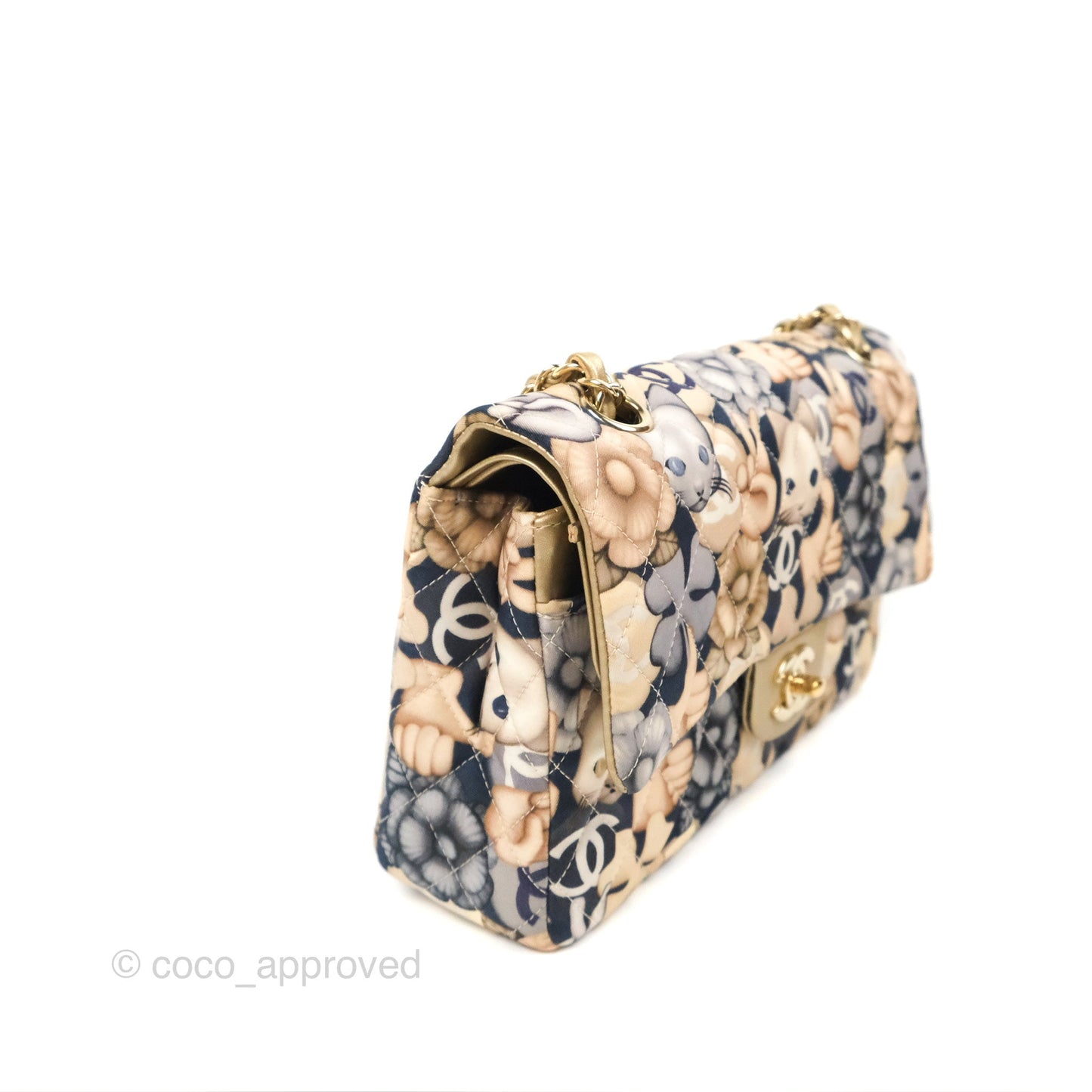 Chanel Cat Emoticon Medium Classic Double Flap Bag Metallic Gold Lambskin Gold Hardware