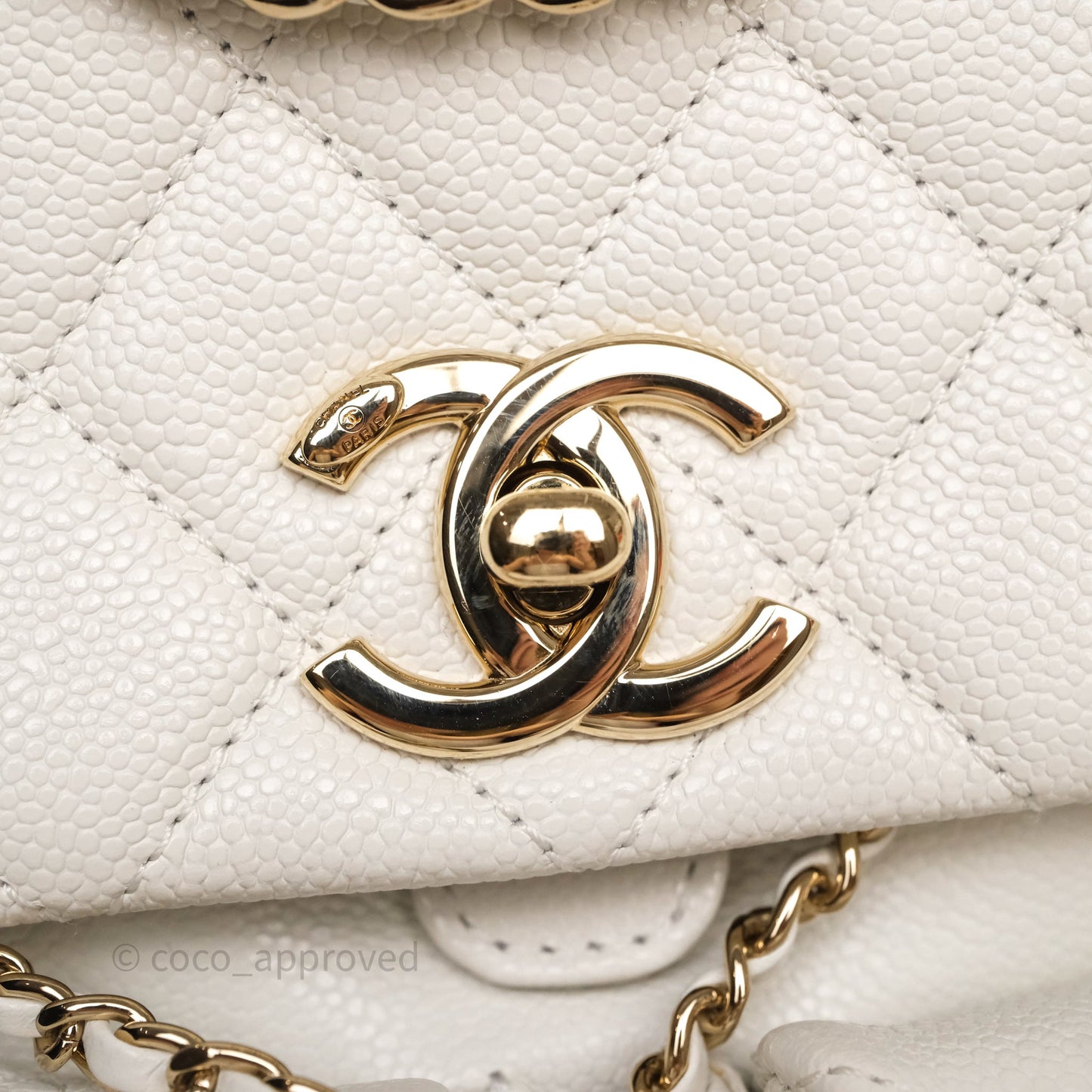 Chanel Duma Backpack Medium White Caviar Gold Hardware