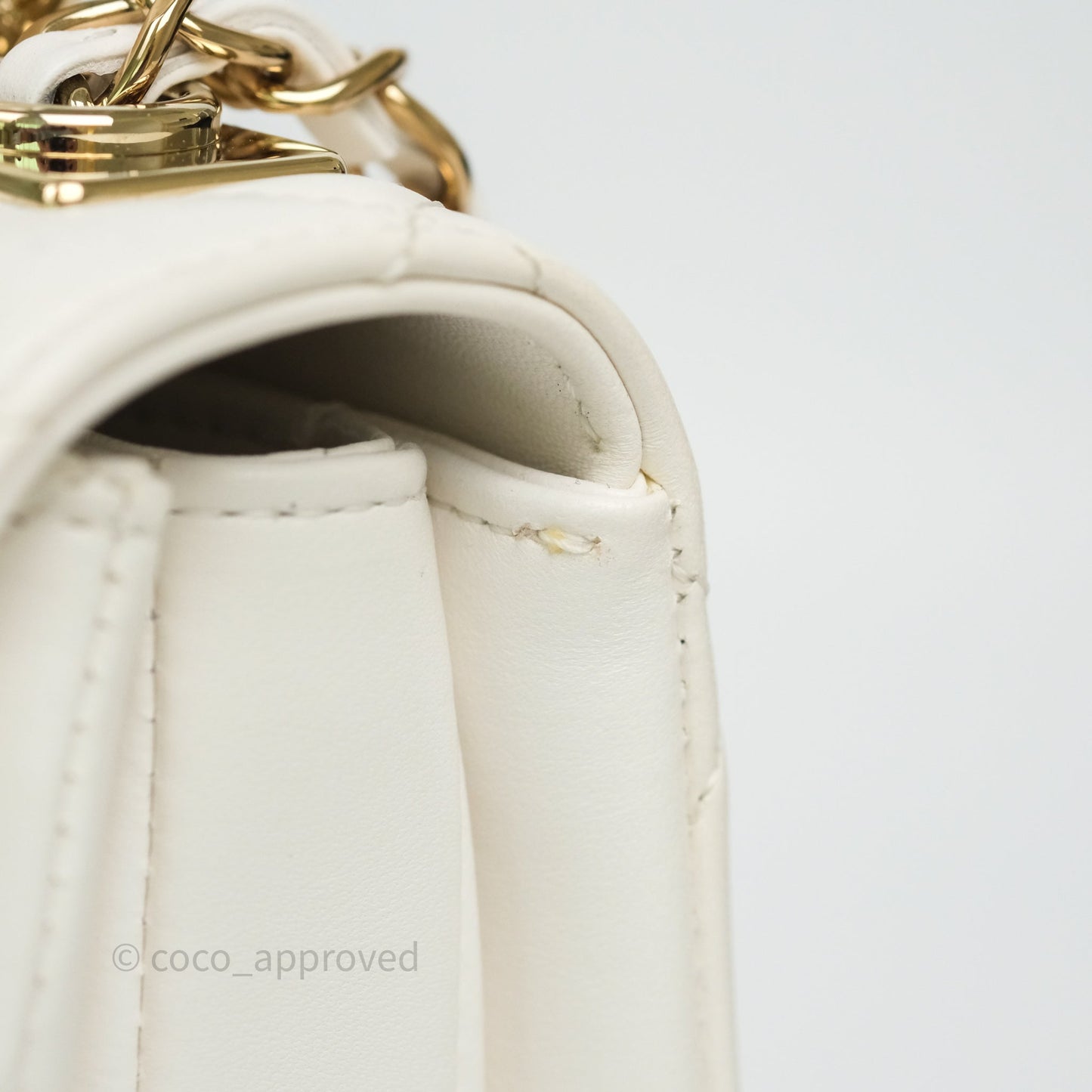 Chanel Mini Trendy CC Handle Bag Lacquered Logo White Lambskin