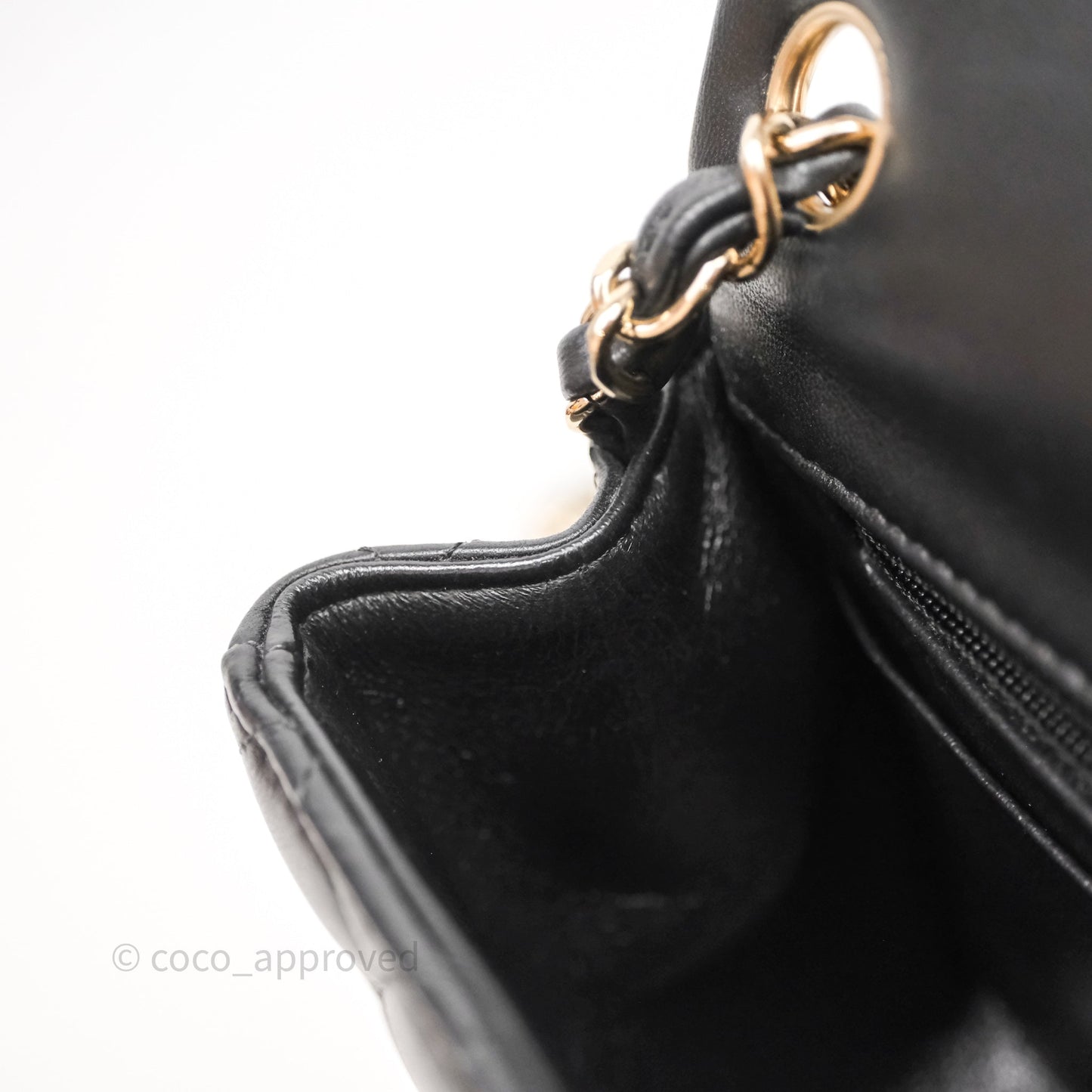 Chanel Mini Square Quilted Black Lambskin Gold Hardware