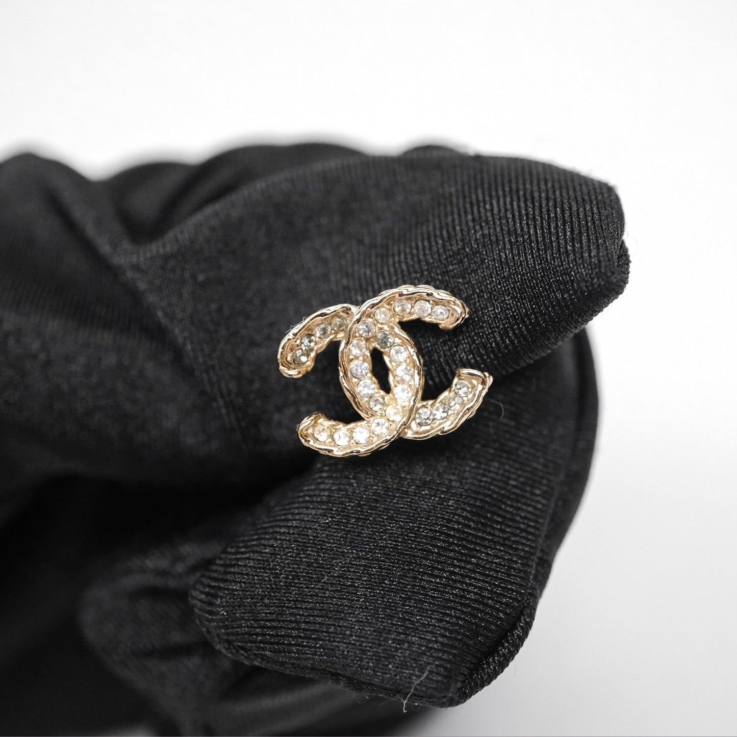 Chanel CC Crystals Earrings Gold Tone 13B