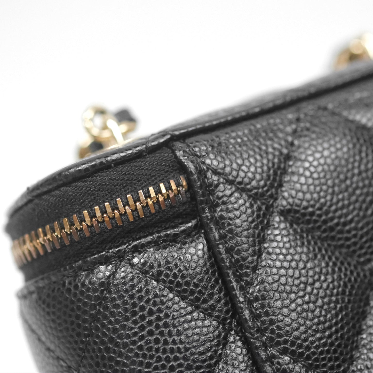 Chanel Classic Mini Vanity With Chain Black Caviar Gold Hardware